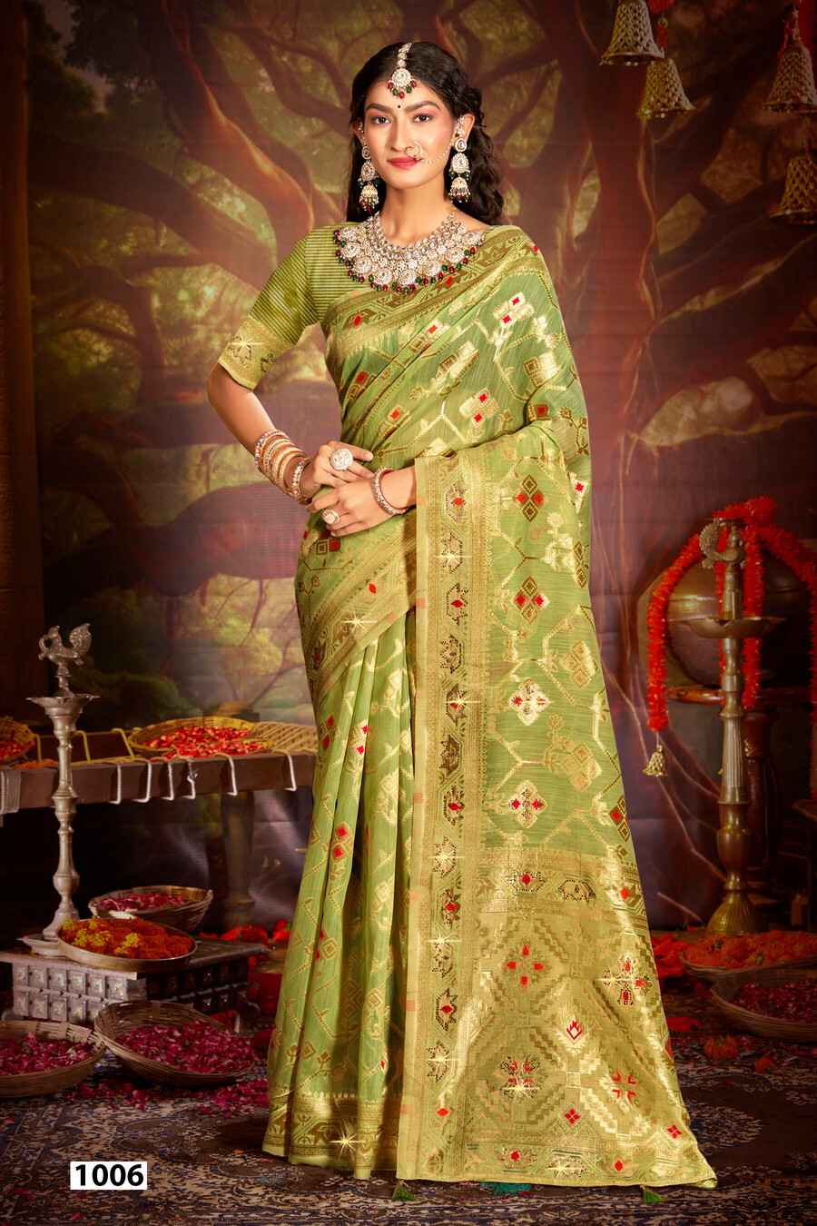 Saroj Almond Linen Saroski Vol 3 Linen Cotton Silk Saree Wholesale Price ( 6 Pcs Catalogue )