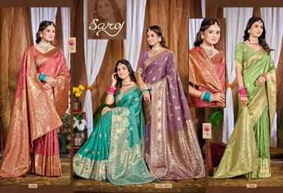 Saroj Saaniya Silk Saroski Vol 2 Traditional Satin Saree Surat Wholesaler ( 4 Pcs Catalogue )