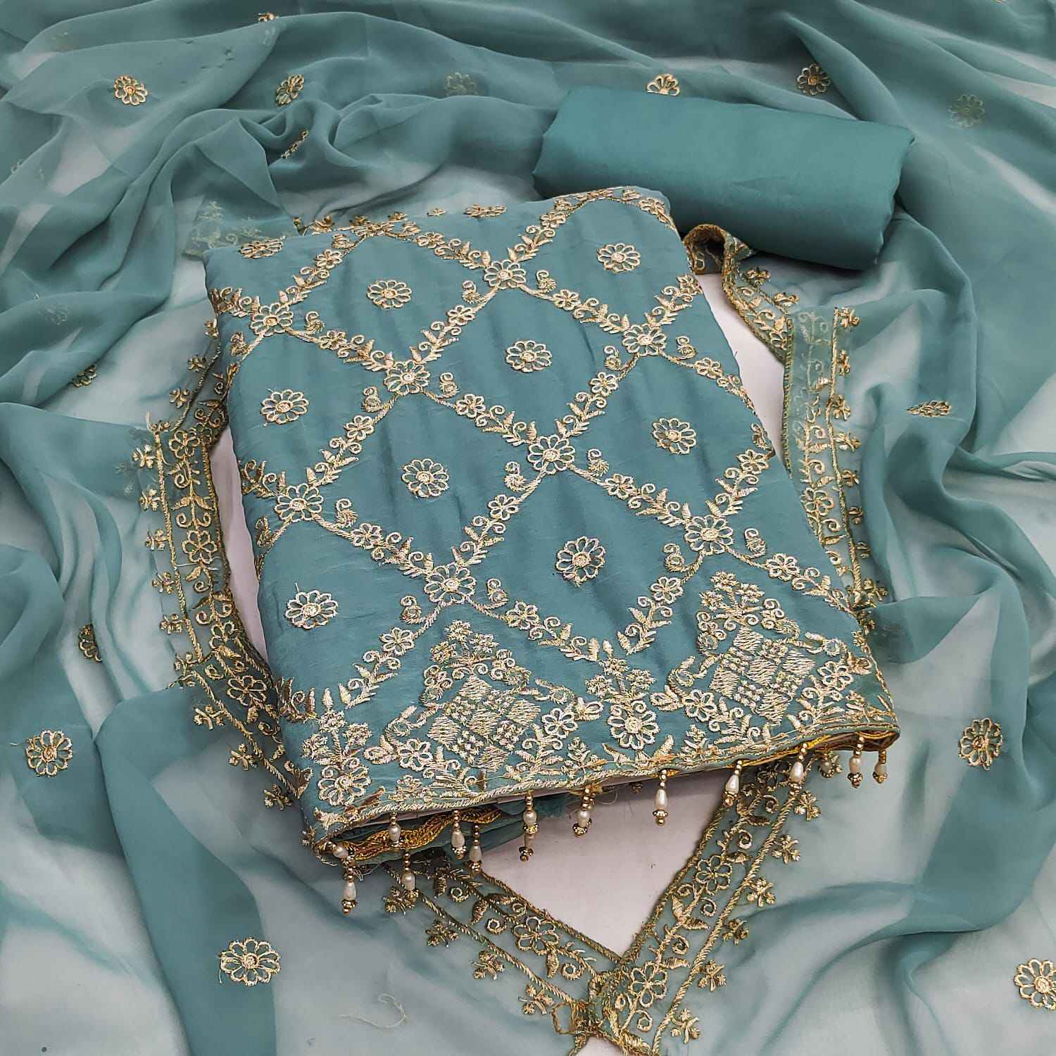 Siyapati Naira Vol-120 ORIGINAL GRORGETTE WITH JARI WORK NON CATALOGUE ( 7 Pcs Catalogue )