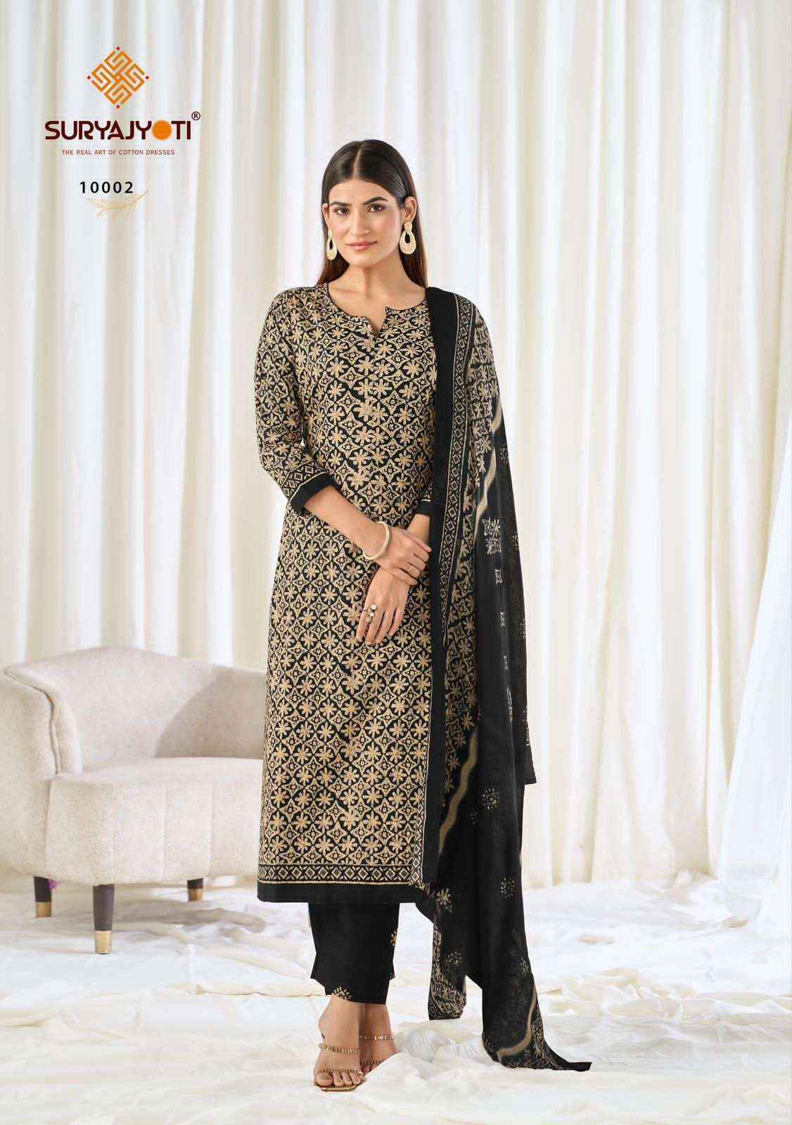 Suryajyoti Pehnava Vol 10 Pure Cotton Dress Material Wholesale Market Surat ( 10 Pcs Catalogue )