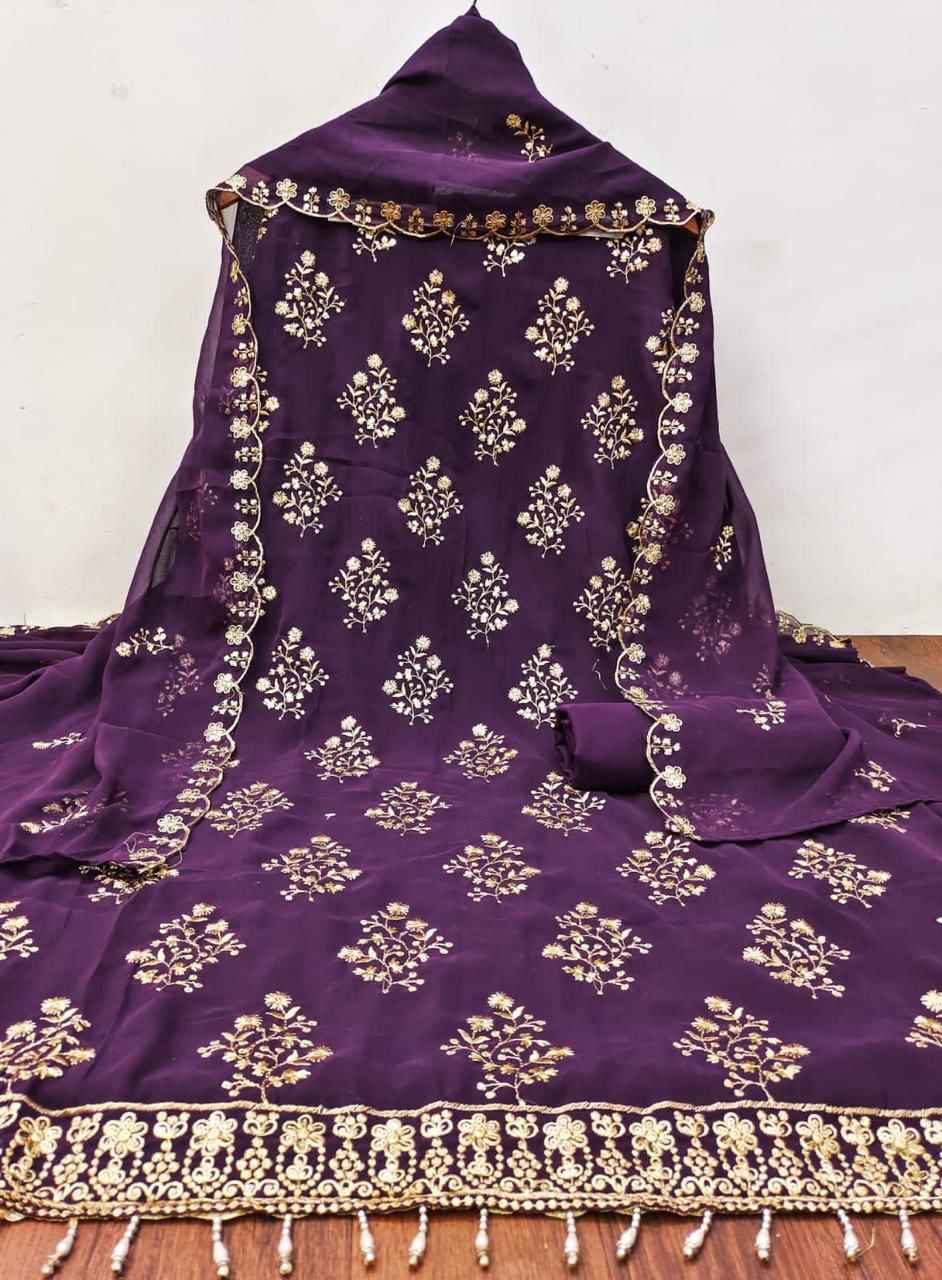 Turkish Edition 3 Original Georgette Work Dress Material Wholesale Price ( 4 Pcs Catalogue )