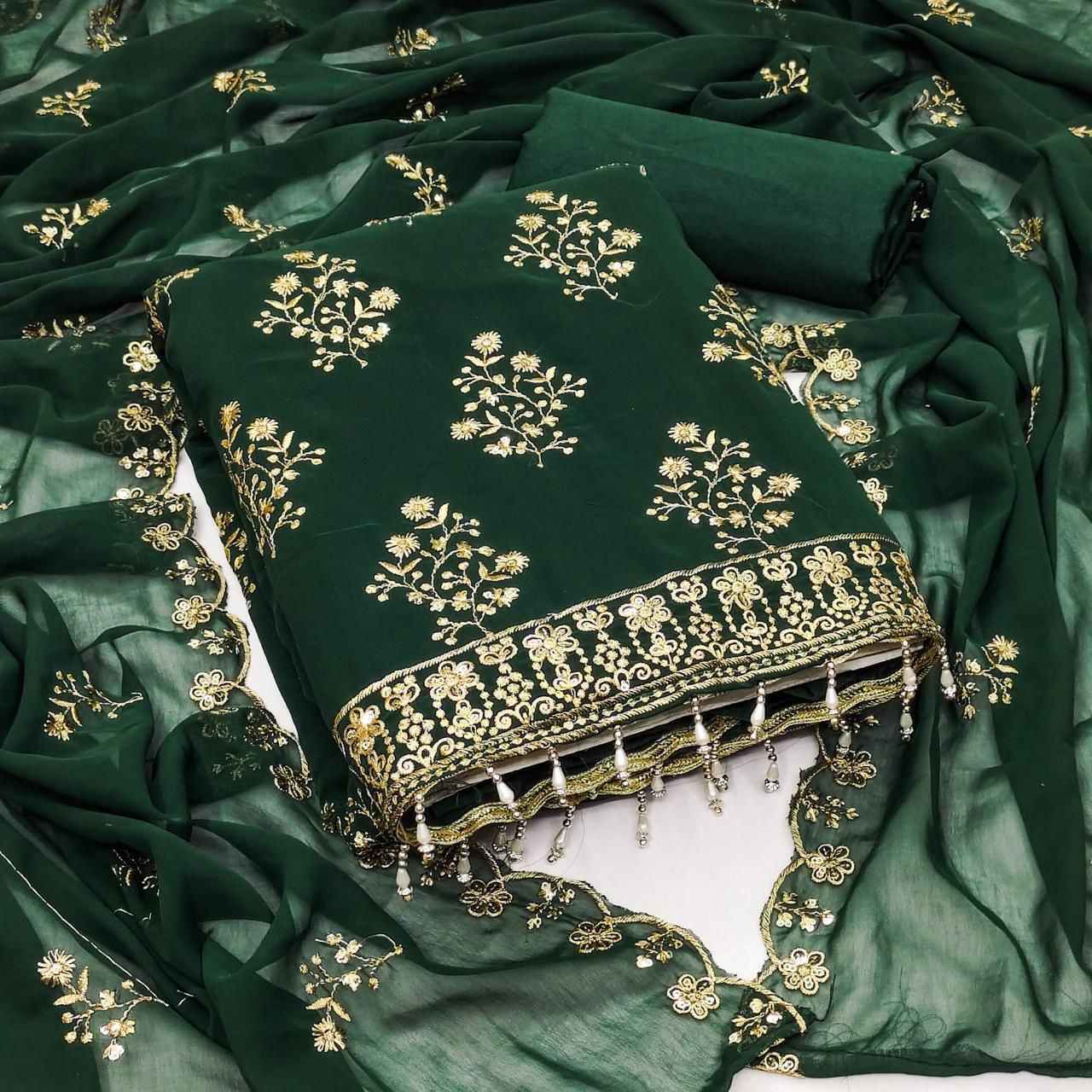 Turkish Edition 3 Original Georgette Work Dress Material Wholesale Price ( 4 Pcs Catalogue )