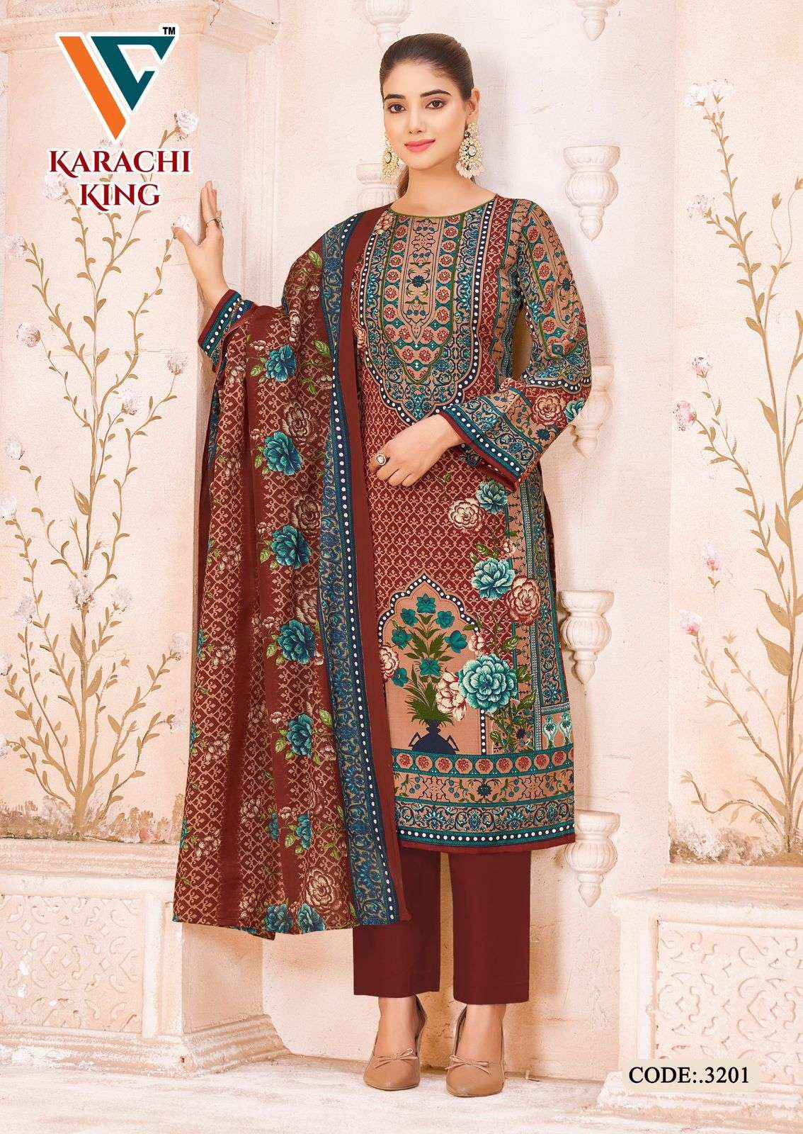 VANDANA CREATION KARACHI KING VOL 32 COTTON DIGITAL PRINTS DRESS MATERIAL WHOLESALE PRICE ( 8 PCS CATALOG )