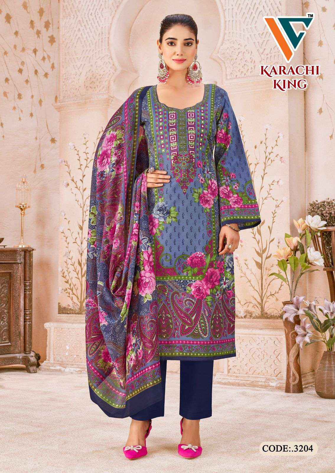 VANDANA CREATION KARACHI KING VOL 32 COTTON DIGITAL PRINTS DRESS MATERIAL WHOLESALE PRICE ( 8 PCS CATALOG )