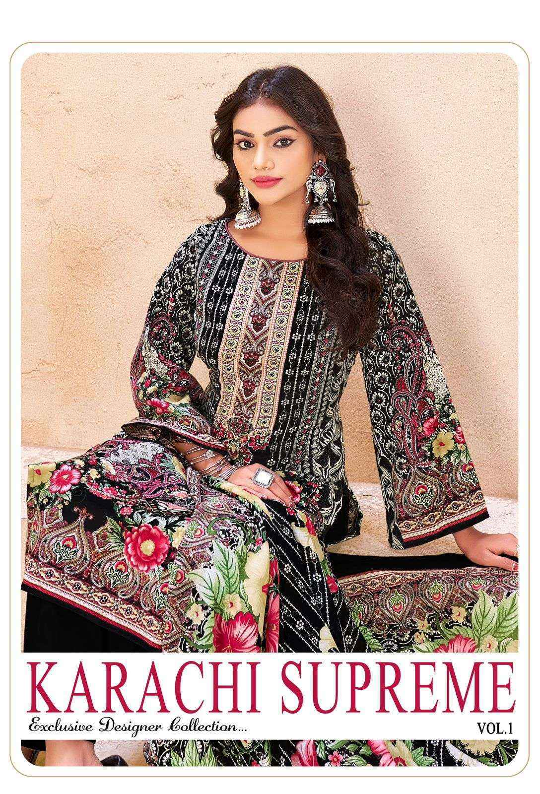 Vandana Karachi Supreme 1 Cotton Dress Material Wholesale Surat Market ( 8 pcs Catalogue )