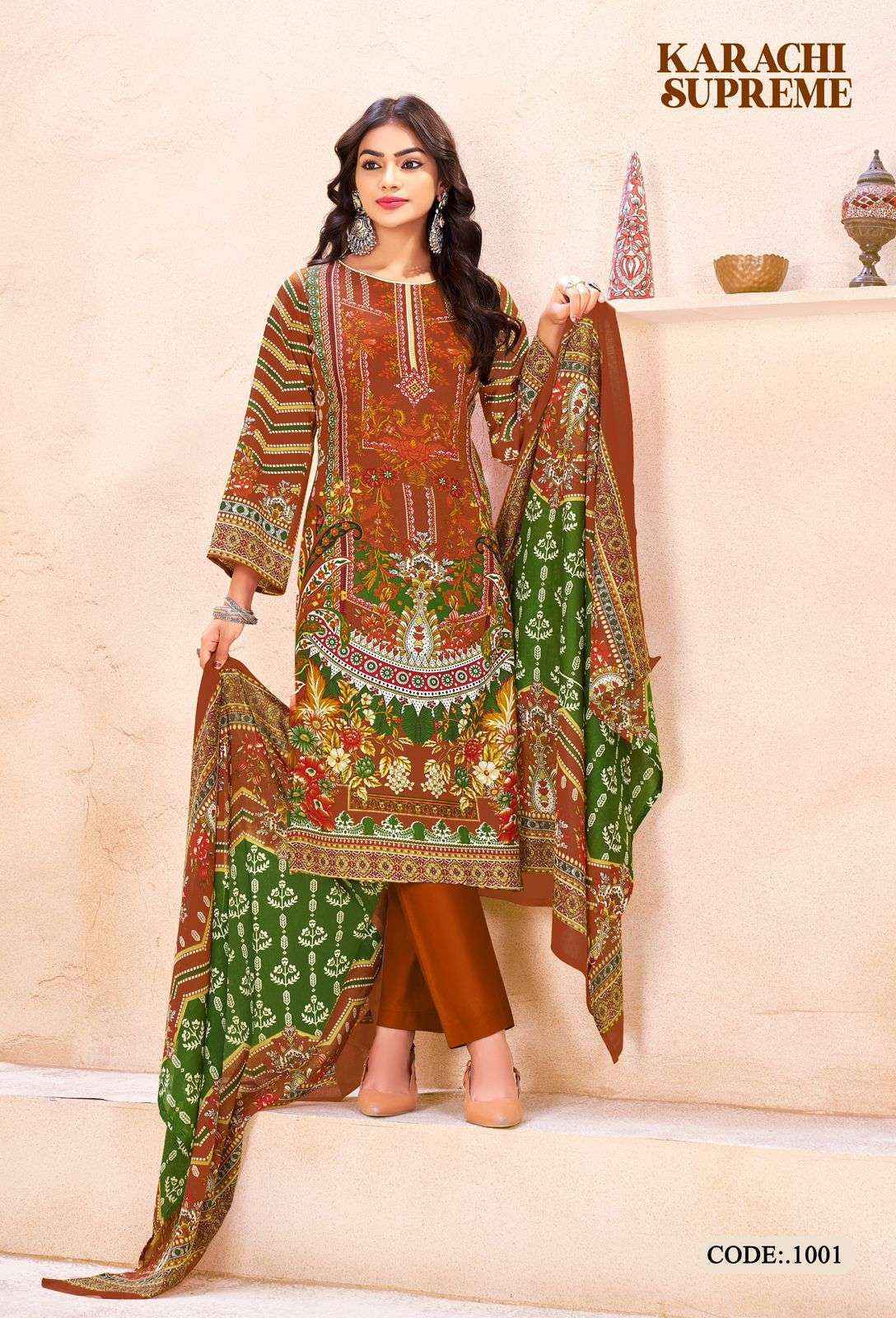 Vandana Karachi Supreme 1 Cotton Dress Material Wholesale Surat Market ( 8 pcs Catalogue )