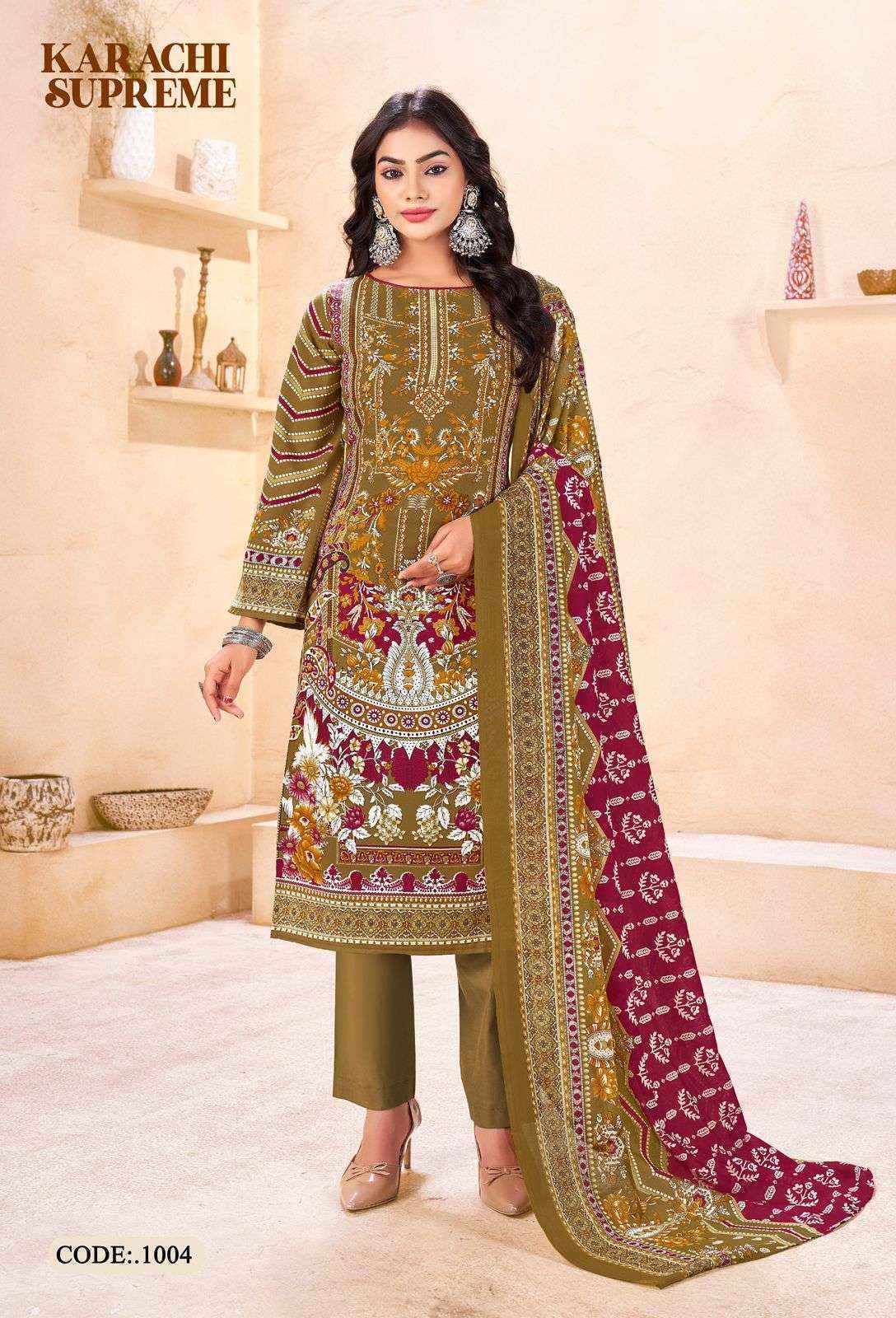 Vandana Karachi Supreme 1 Cotton Dress Material Wholesale Surat Market ( 8 pcs Catalogue )