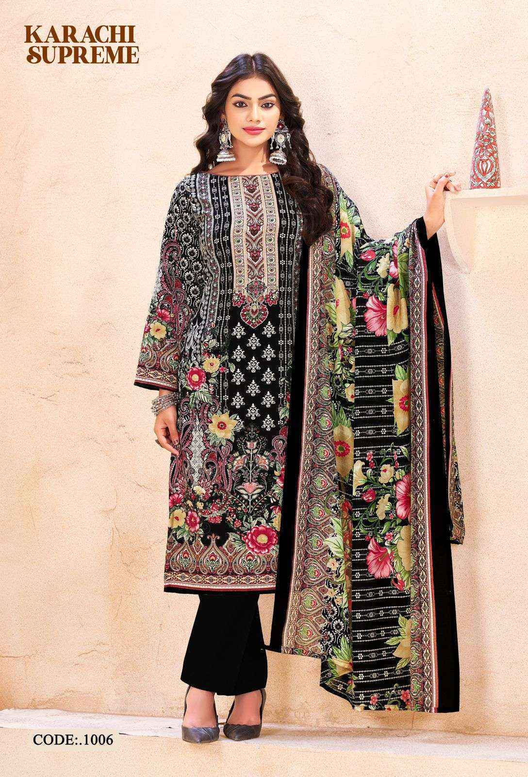 Vandana Karachi Supreme 1 Cotton Dress Material Wholesale Surat Market ( 8 pcs Catalogue )
