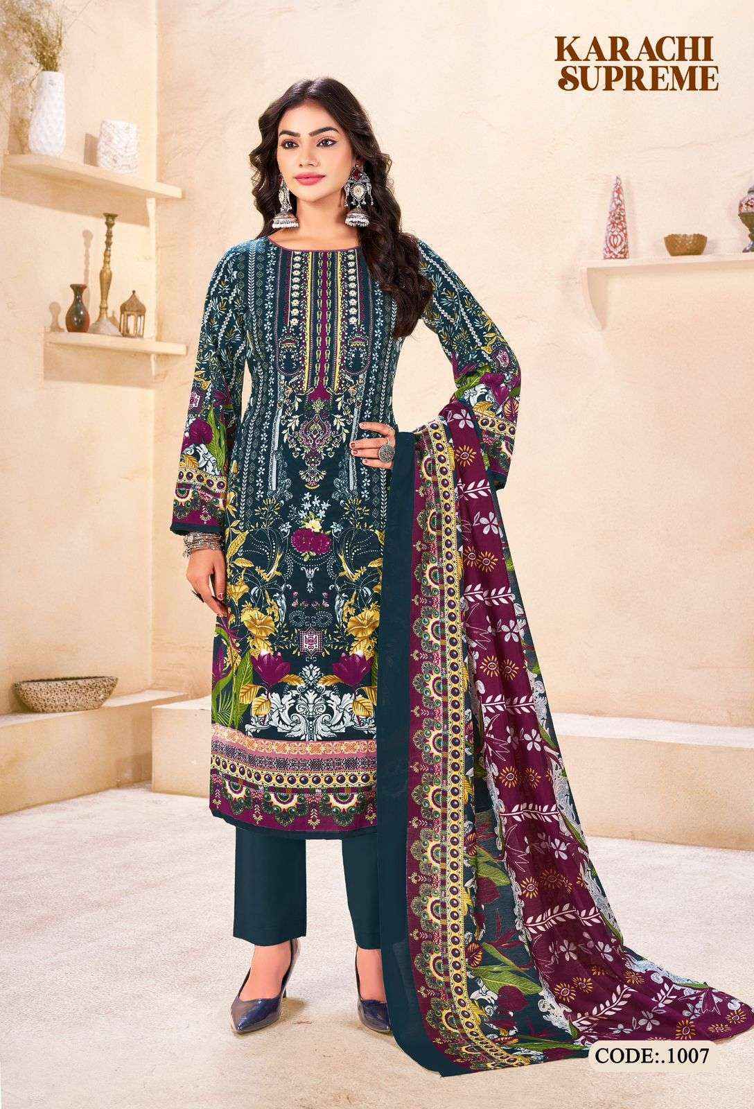 Vandana Karachi Supreme 1 Cotton Dress Material Wholesale Surat Market ( 8 pcs Catalogue )