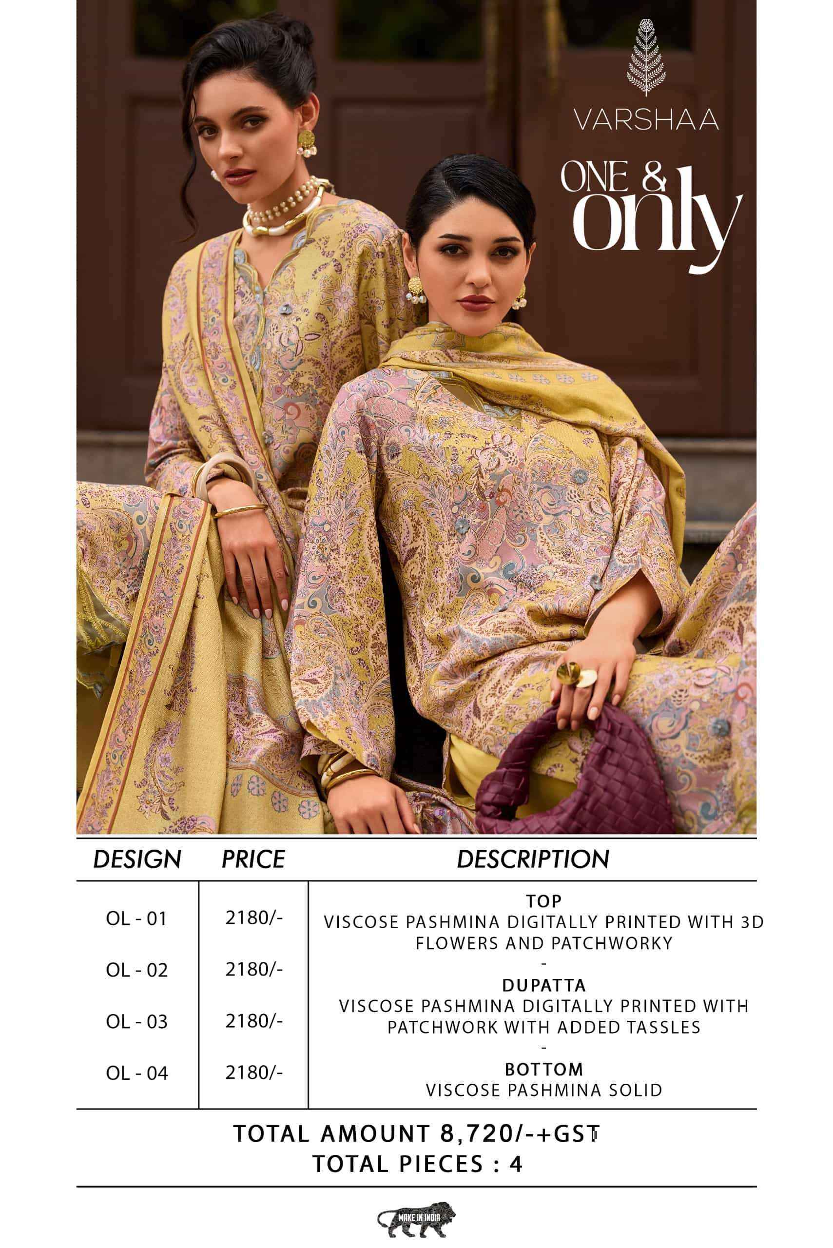 Varsha One And Only Exclusive Fancy Pashmina Suit Wholesale Price ( 4 Pcs Catalog )