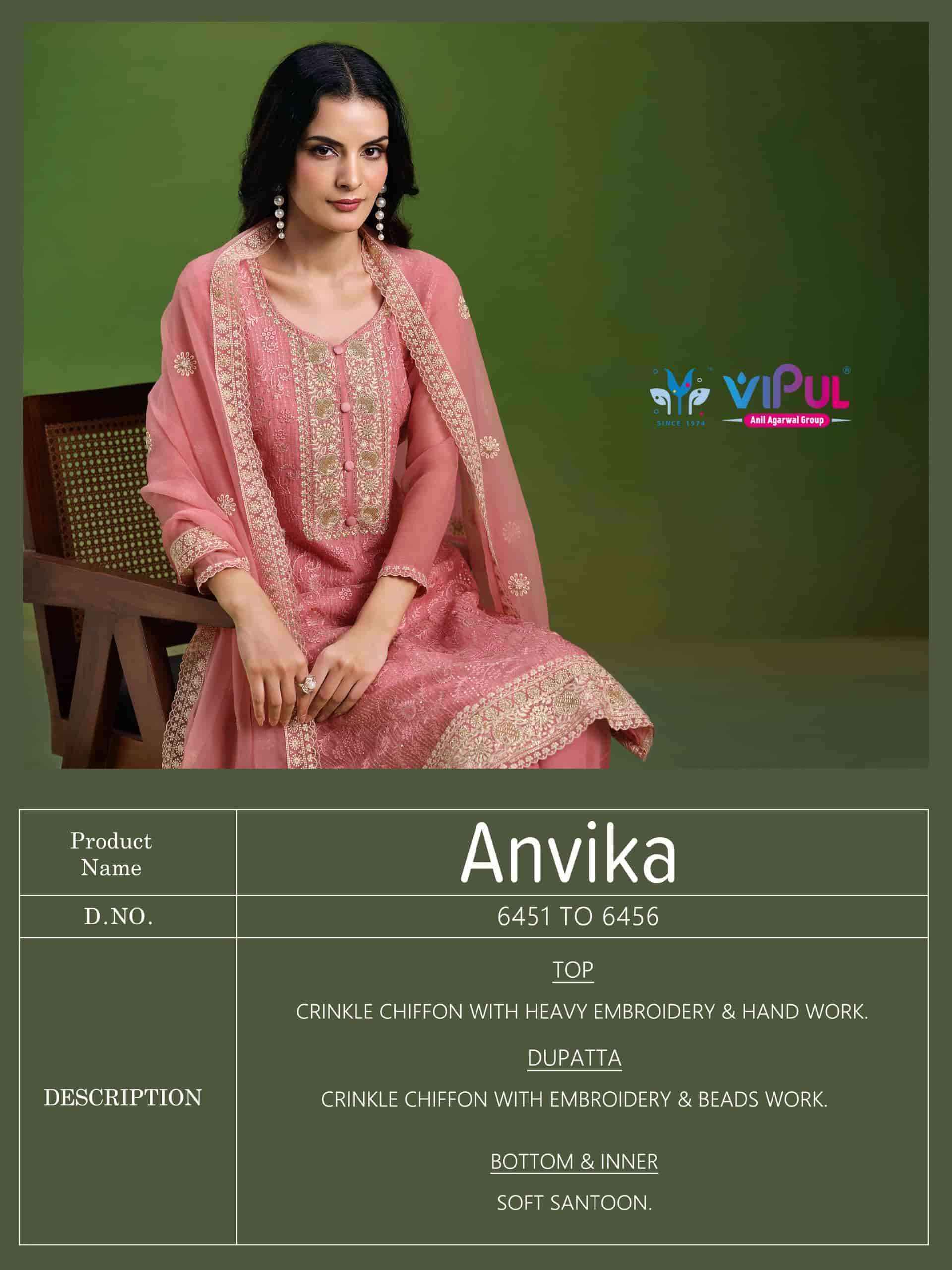 Vipul Fashion Anvika Fancy Chiffon Designer Dress Material Wholesale Price ( 6 Pcs Catalog )