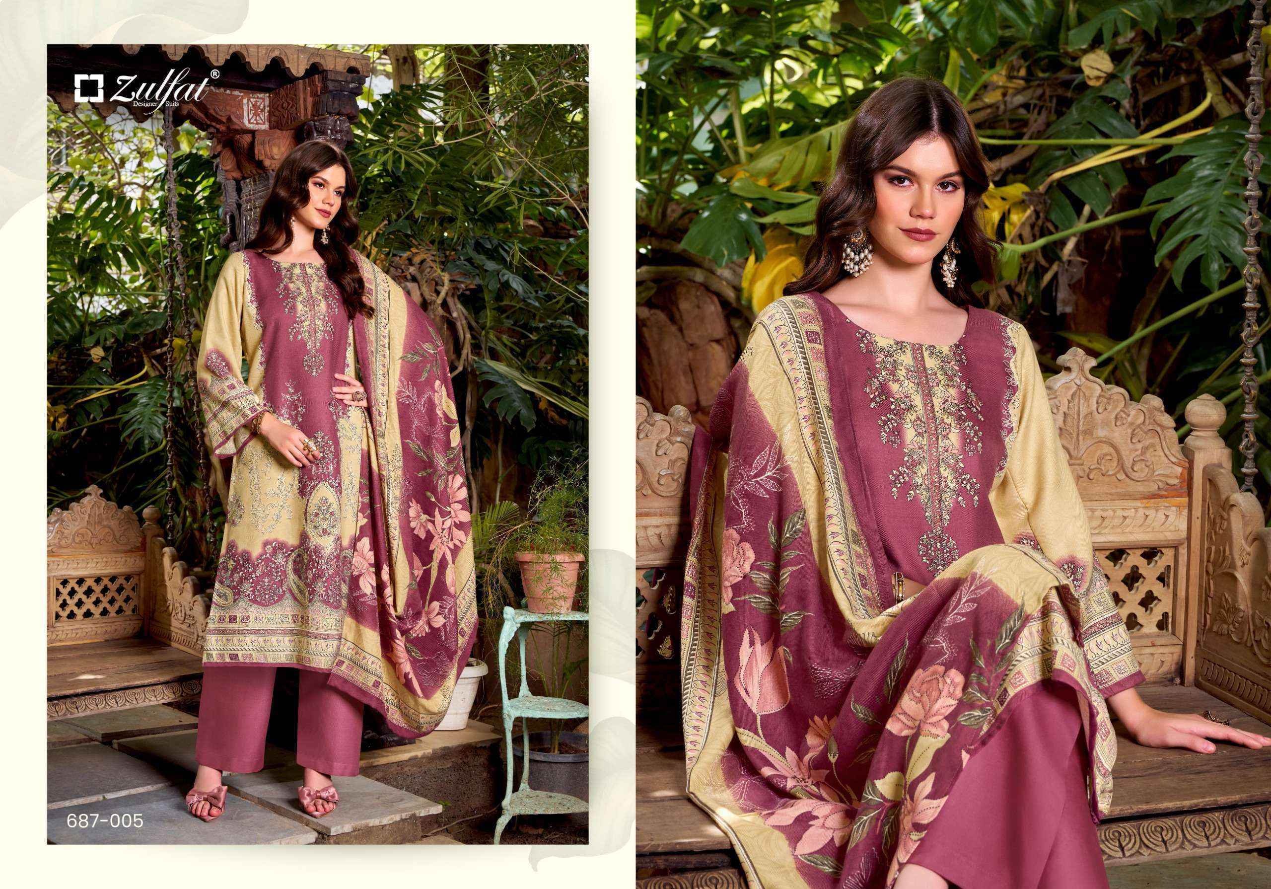 Zulfat Designer Begum Pashmina Dress Material Wholesale Price ( 6 pcs Catalogue )