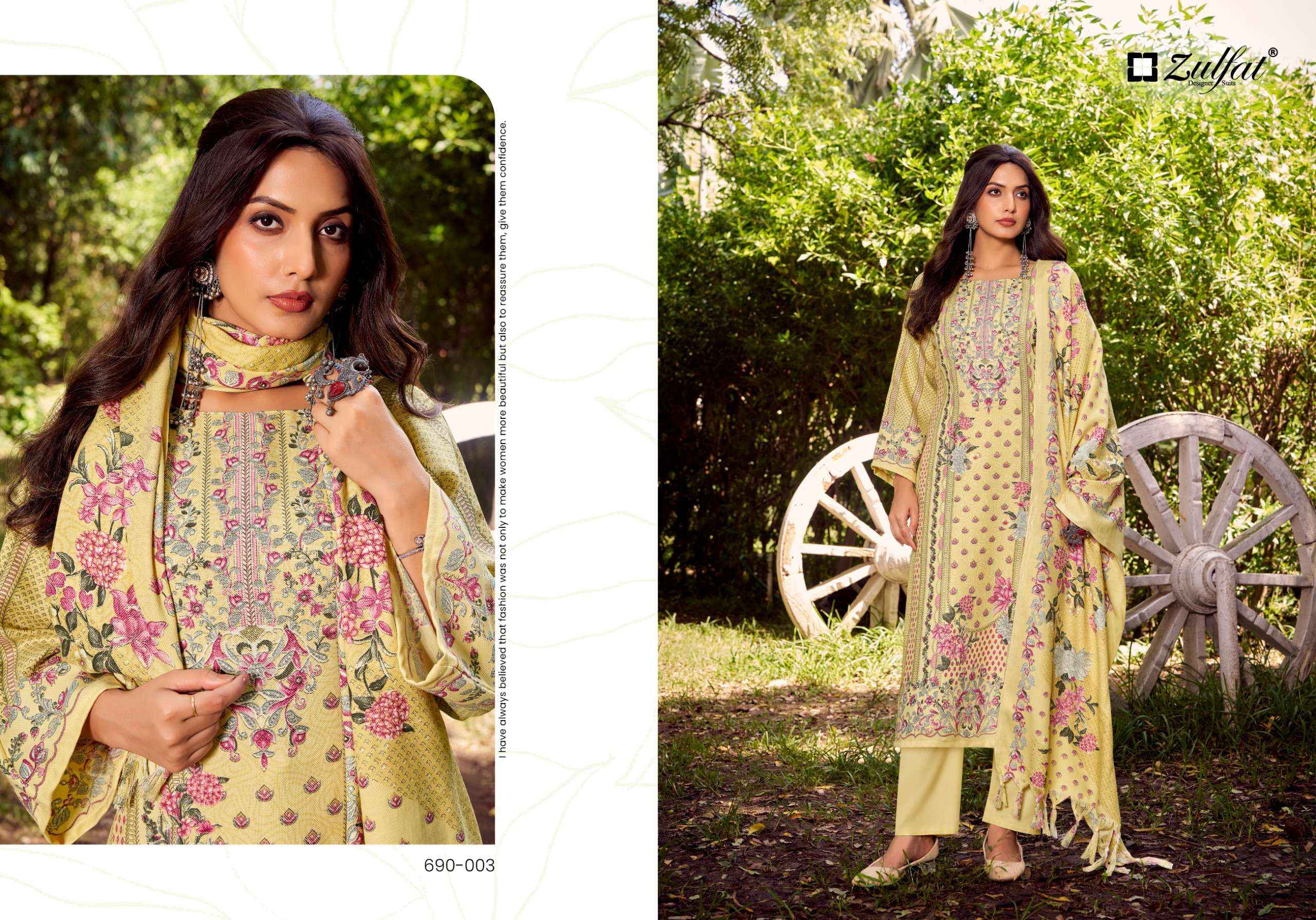 ZULFAT DESIGNER FARMAISH PASHMINA DIGITAL PRINT SALWAR SUIT ( 6 PCS CATALOGUE )