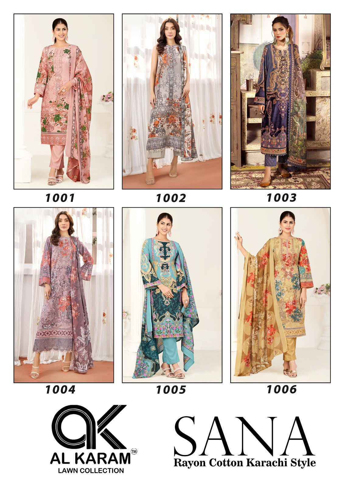 Al Karam Sana Cotton Dress Material Collection ( 6 Pcs Catalog )
