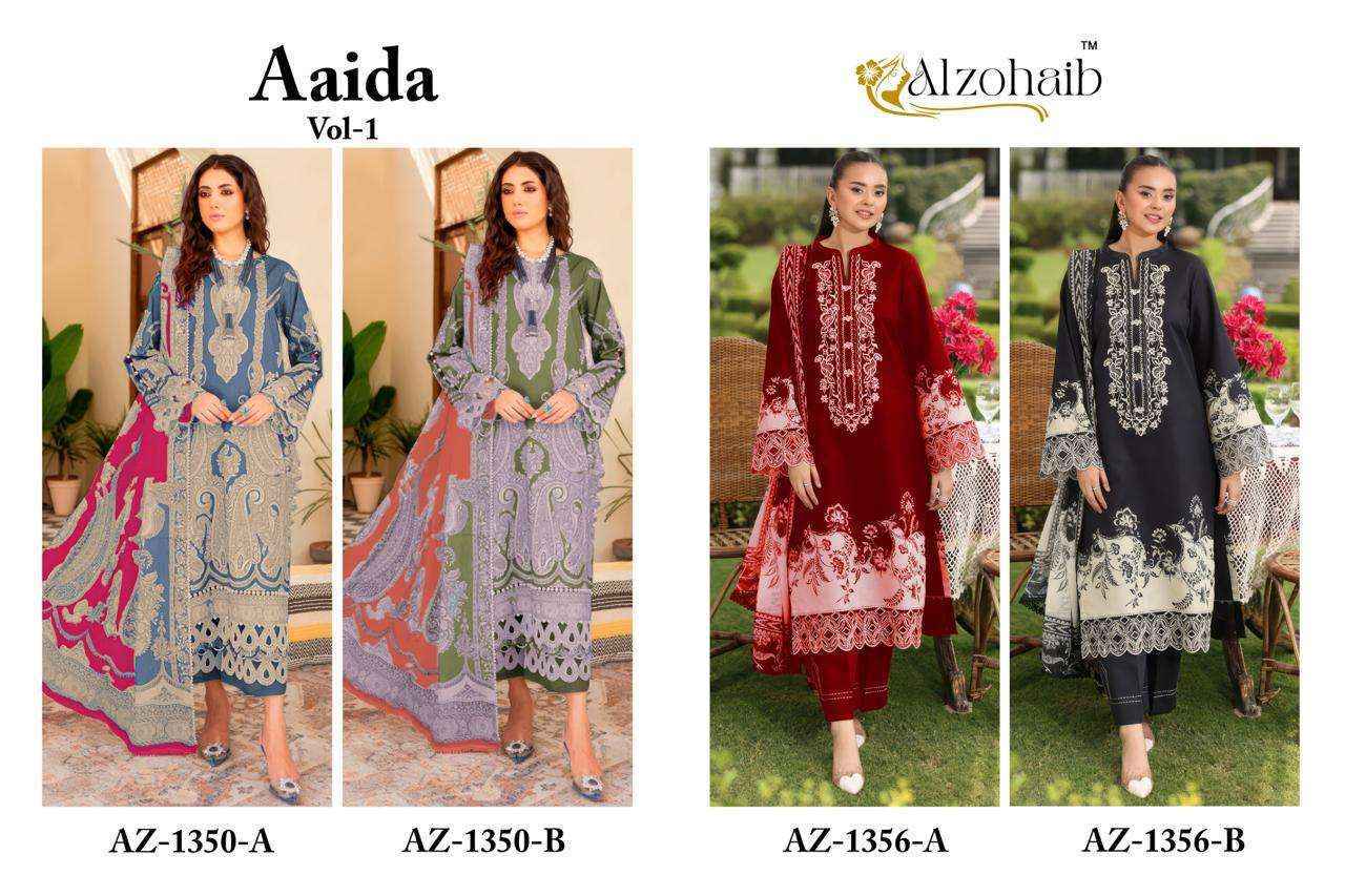 Al Zohaib Aaida Vol 1 Cotton Dress Material Wholesale Rate ( 4 Pcs Catalog )