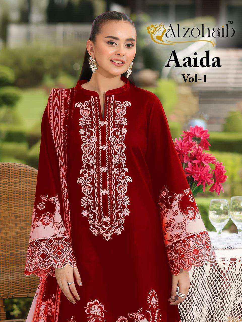 Al Zohaib Aaida Vol 1 Cotton Dress Material Wholesale Rate ( 4 Pcs Catalog )