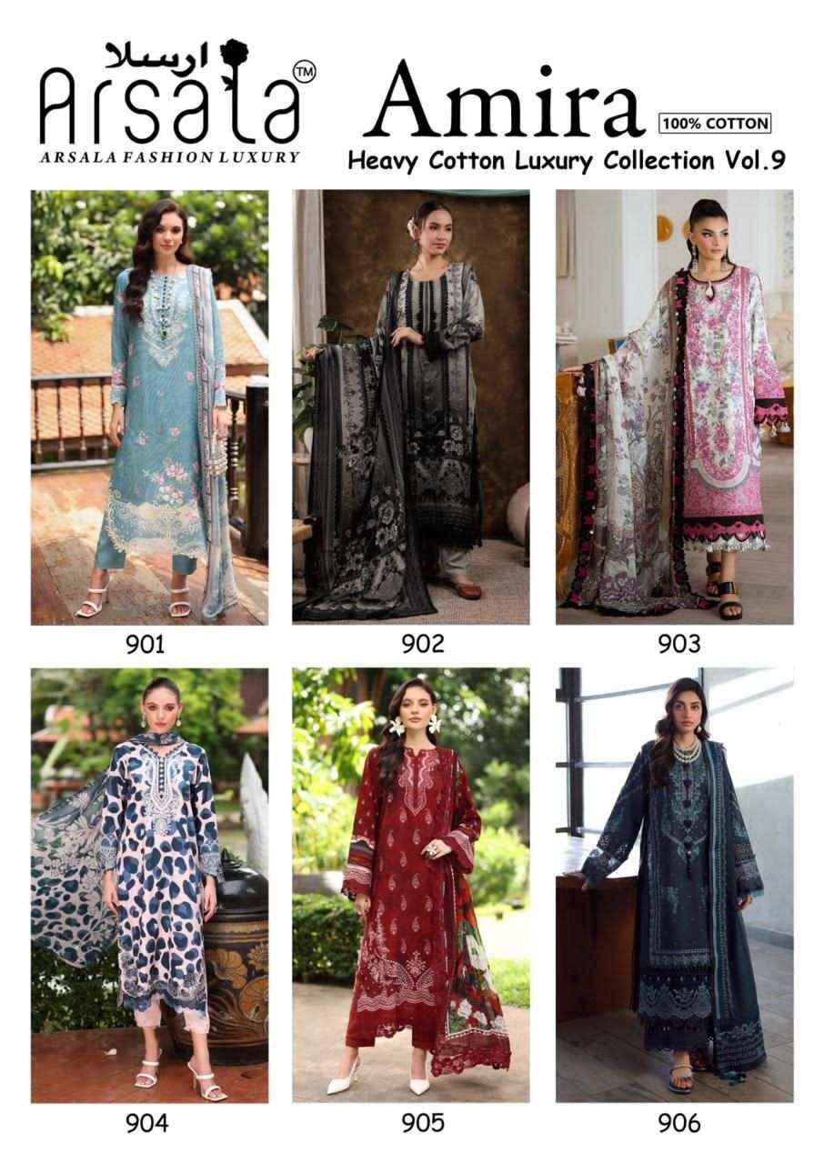 Arsala Amira Vol 9 Pure Heavy Lawn Cotton Dress Material Collection ( 6 Pcs Catalog )