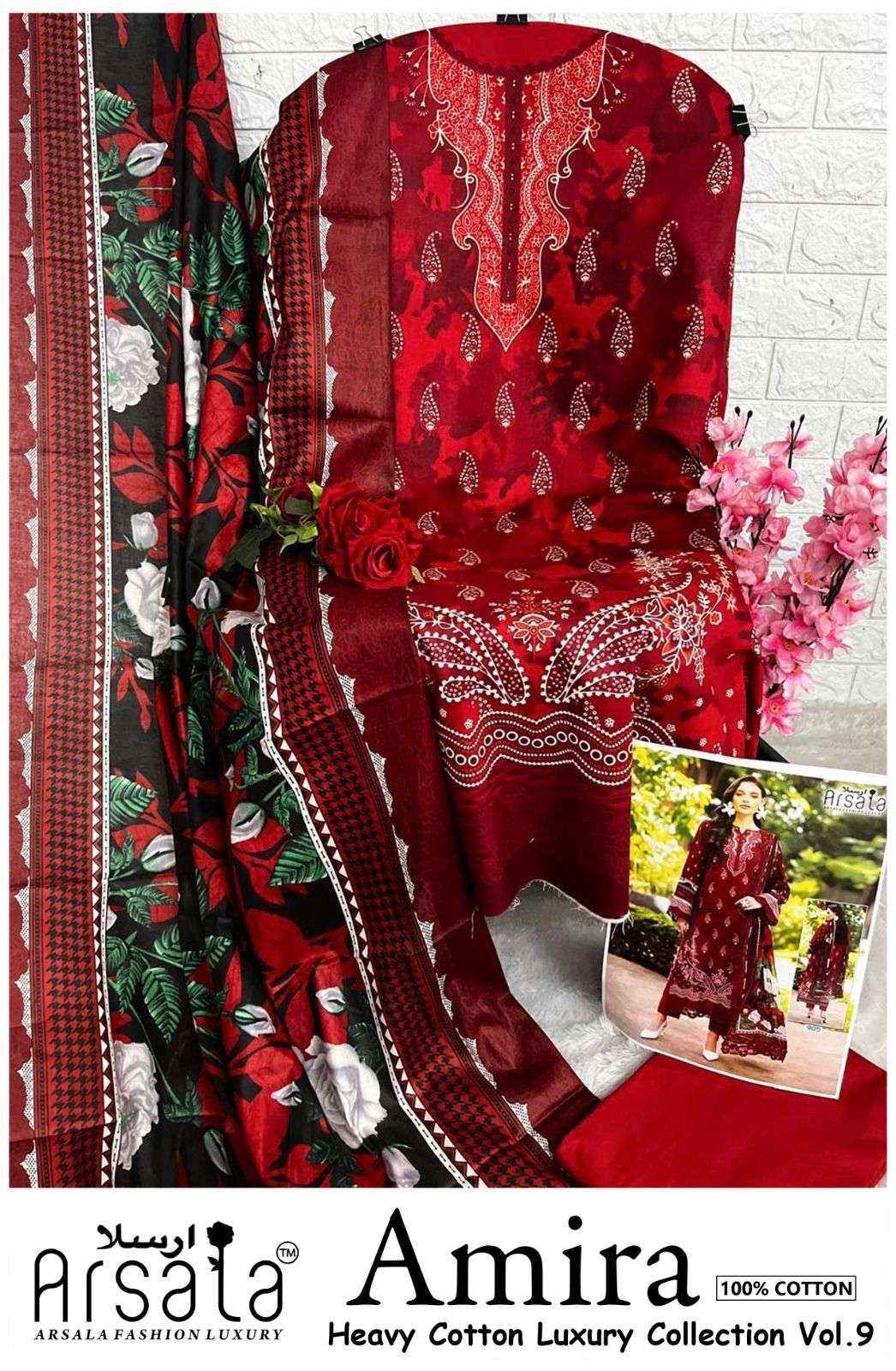 Arsala Amira Vol 9 Pure Heavy Lawn Cotton Dress Material Collection ( 6 Pcs Catalog )