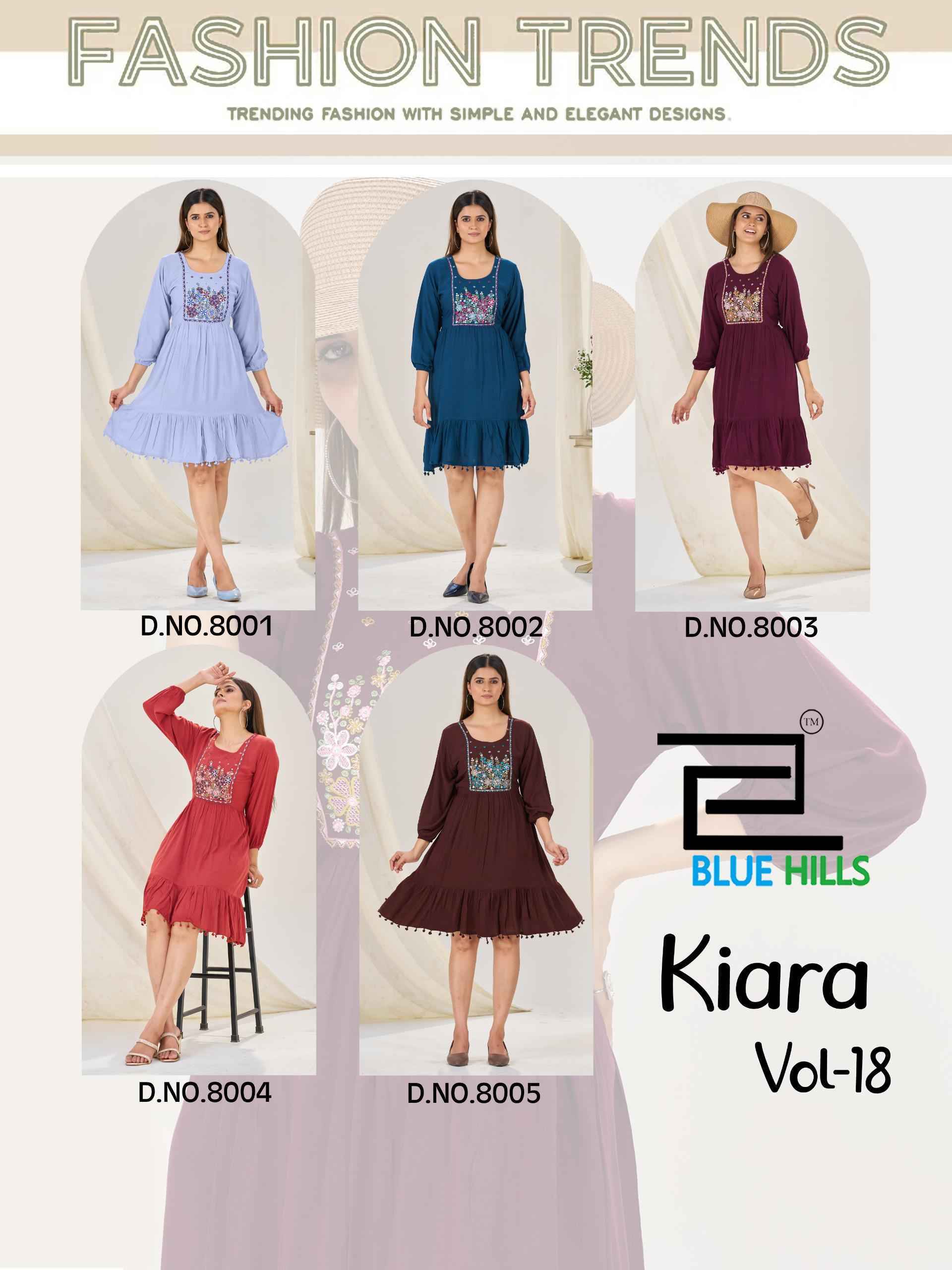 Blue Hills Kiara vol 18 Rayon Top Collection ( 5 Pcs Catalog )