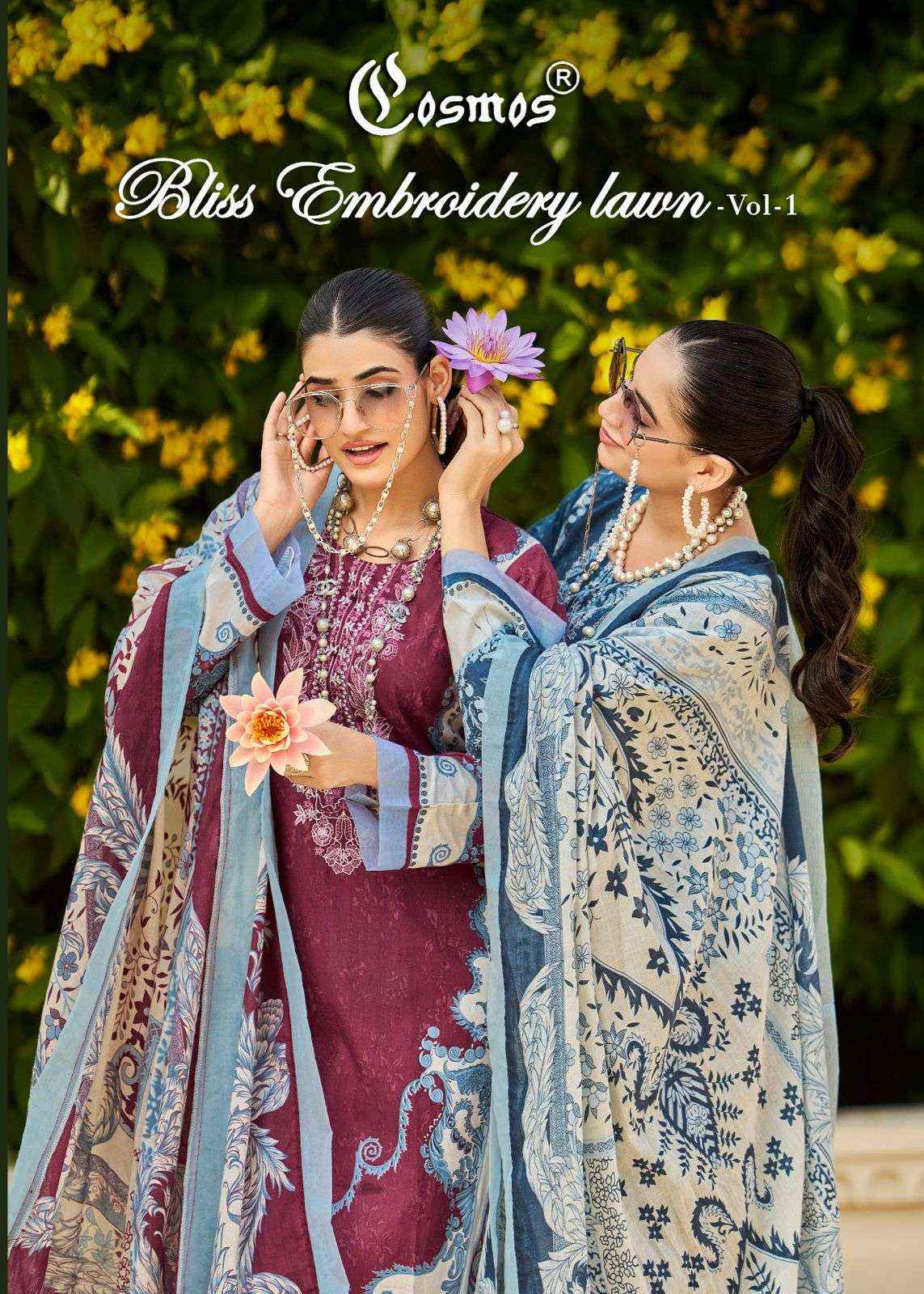 Cosmos Bliss Embroidery Lawn Vol 1 Exclusive Cotton Latest Collection ( 8 Pcs Catalog )