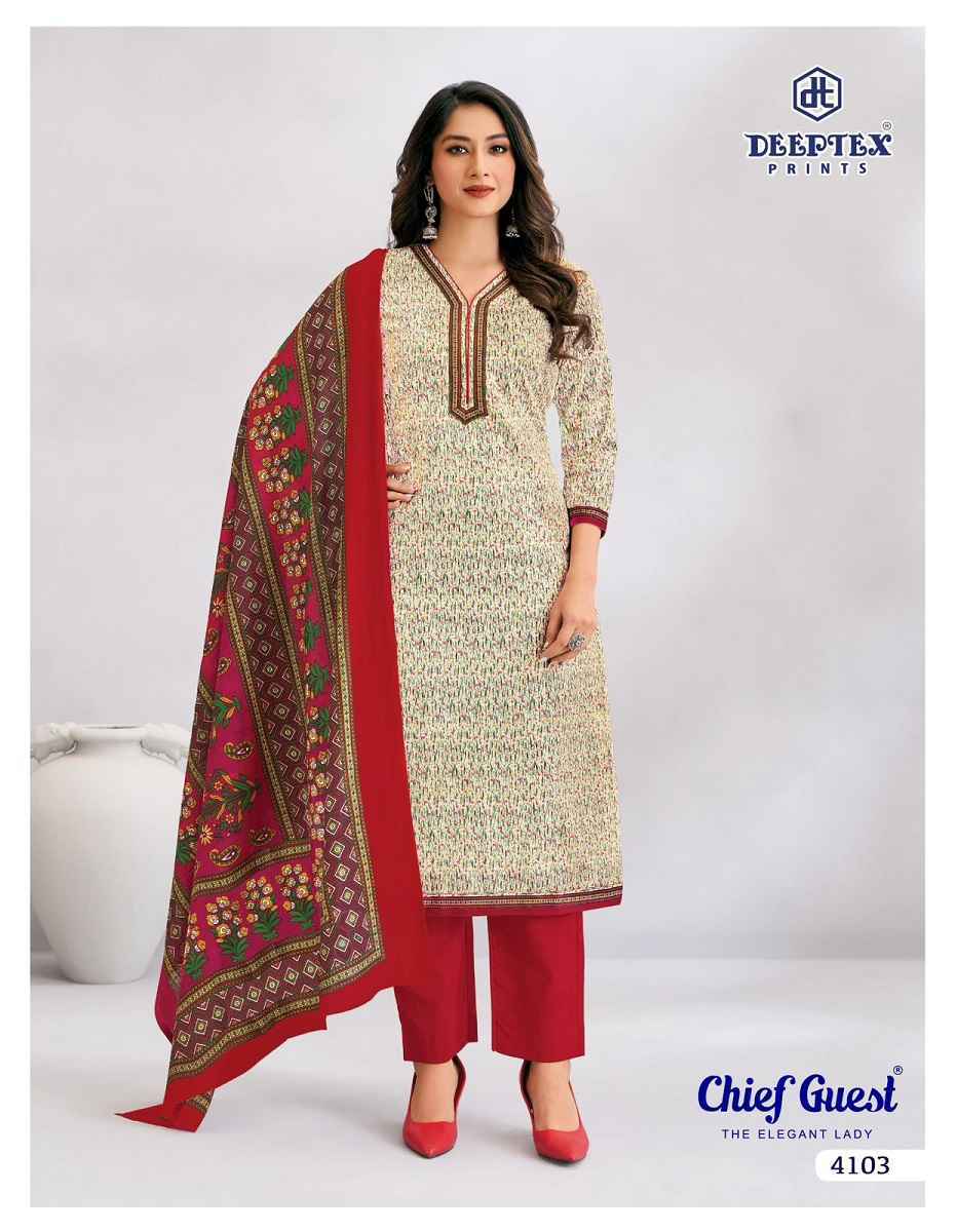 Deeptex Chief Guest Vol 41 Cotton Dress Material Wholesale Price ( 15 Pcs Catalog )