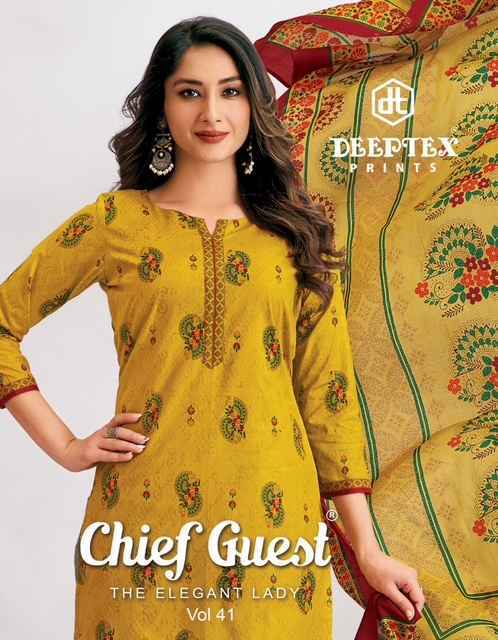 Deeptex Chief Guest Vol 41 Cotton Dress Material Wholesale Price ( 15 Pcs Catalog )