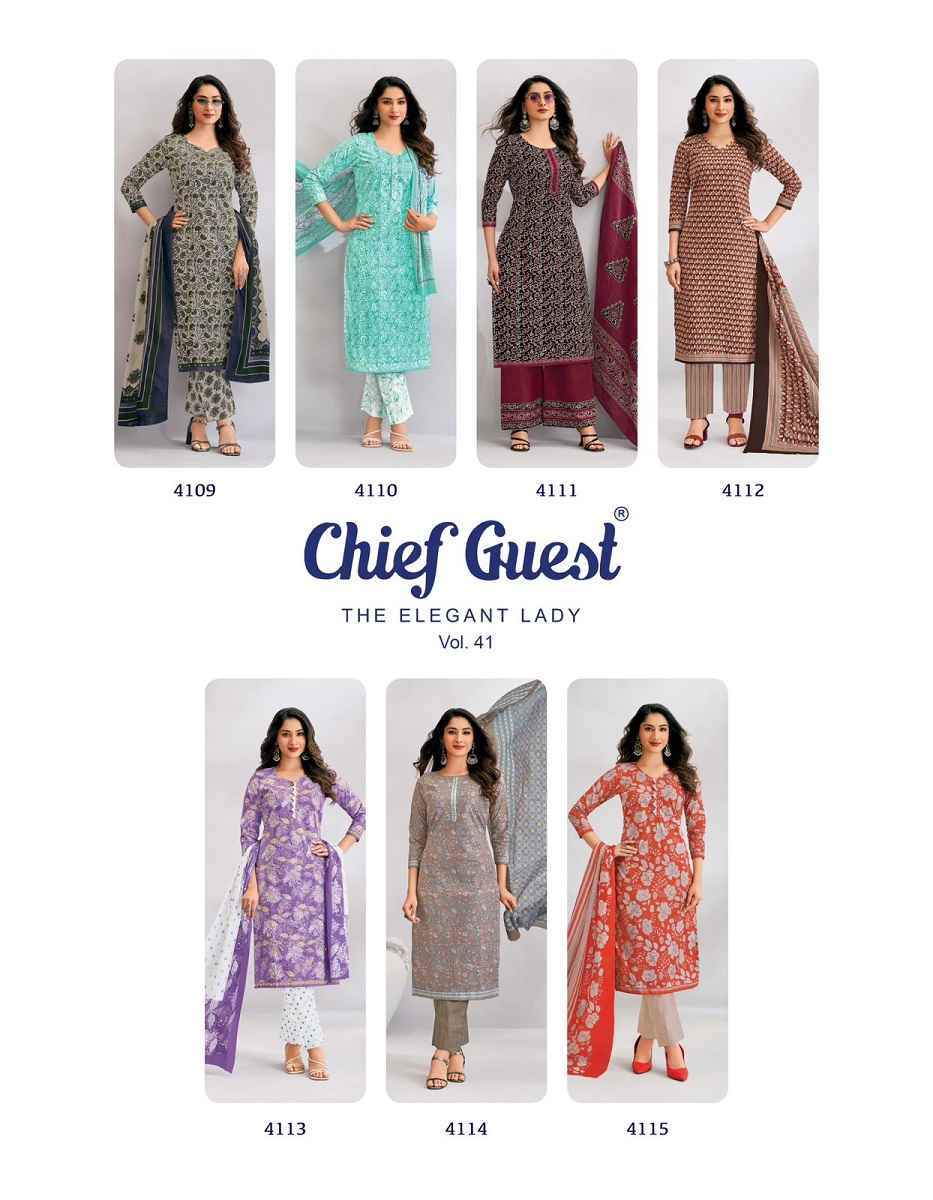 Deeptex Chief Guest Vol 41 Cotton Dress Material Wholesale Price ( 15 Pcs Catalog )