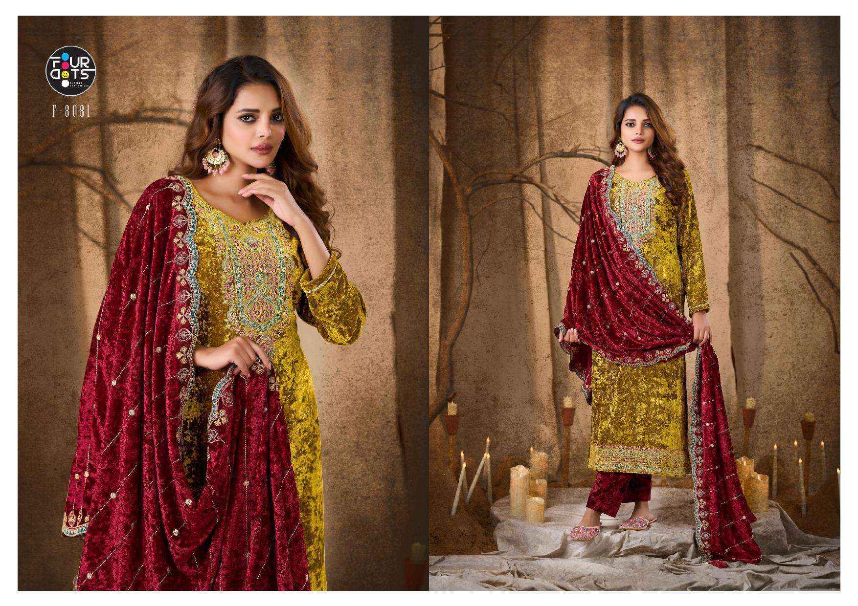 Fourdots Starblast Vol 2 Viscose Velvet Dress Material Wholesale Price ( 4 Pcs Catalog )