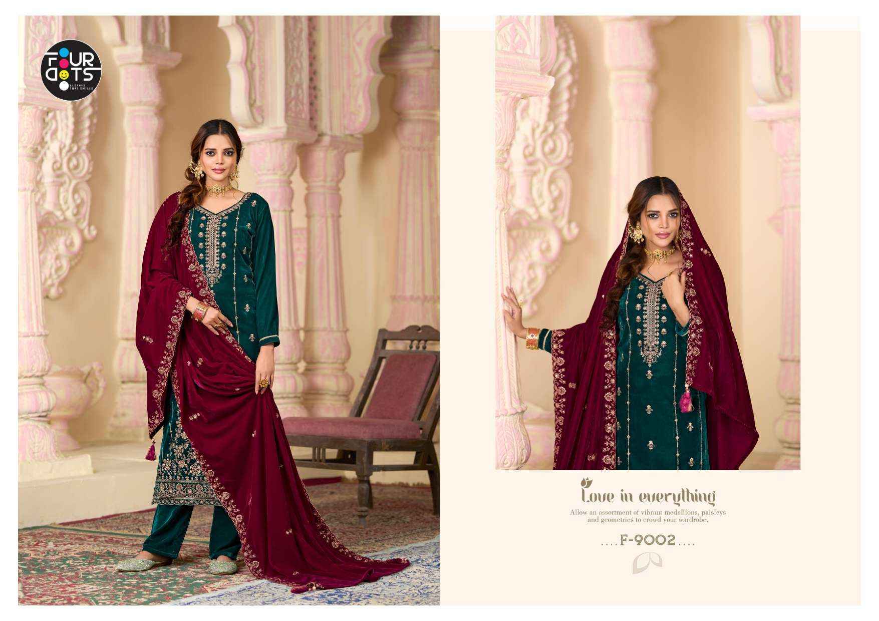 FOURDOTS XPOSE VOL 2 VELVET WITH HEAVY DESIGNER WORK DRESS COLLECTION ( 4 PCS CATALOG )