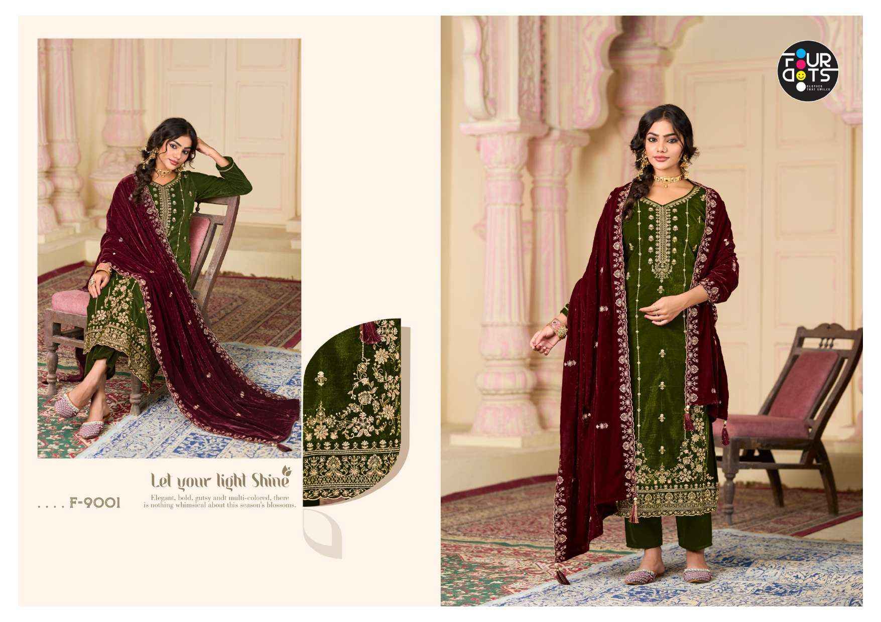 FOURDOTS XPOSE VOL 2 VELVET WITH HEAVY DESIGNER WORK DRESS COLLECTION ( 4 PCS CATALOG )