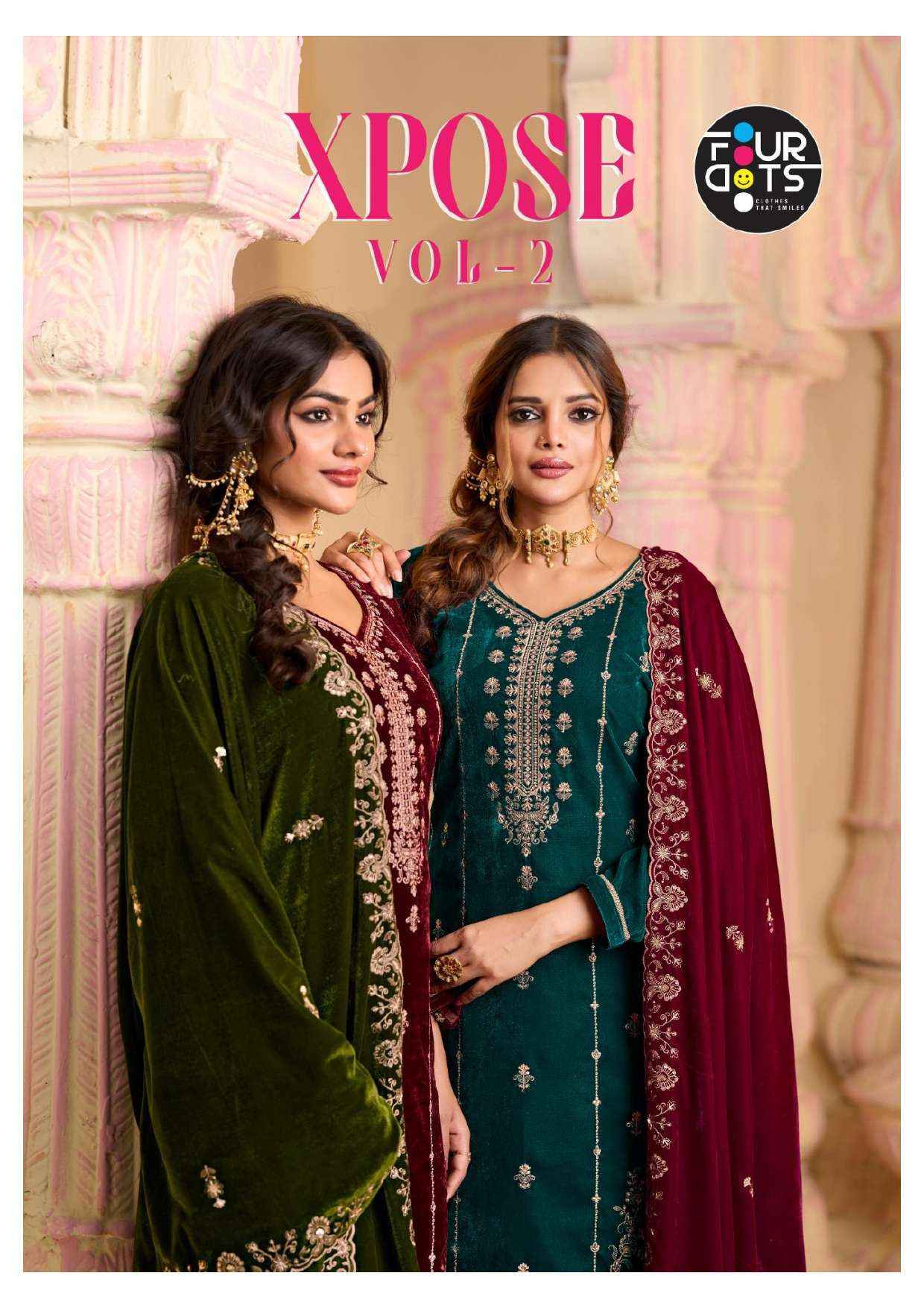 FOURDOTS XPOSE VOL 2 VELVET WITH HEAVY DESIGNER WORK DRESS COLLECTION ( 4 PCS CATALOG )