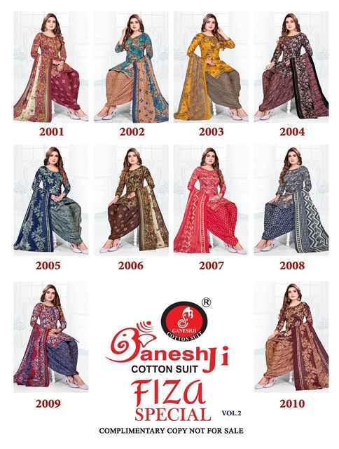 Ganesh Ji Fiza Vol 2 Cotton Dress Material Wholesale Price ( 10 Pcs Catalog )