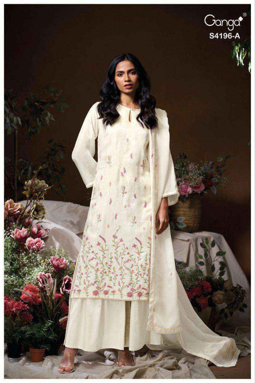Ganga Biyona 4196 Silk Jacquard Dress Material Collection ( 4 Pcs Catalog )
