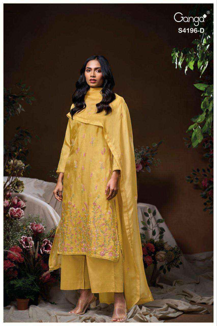 Ganga Biyona 4196 Silk Jacquard Dress Material Collection ( 4 Pcs Catalog )