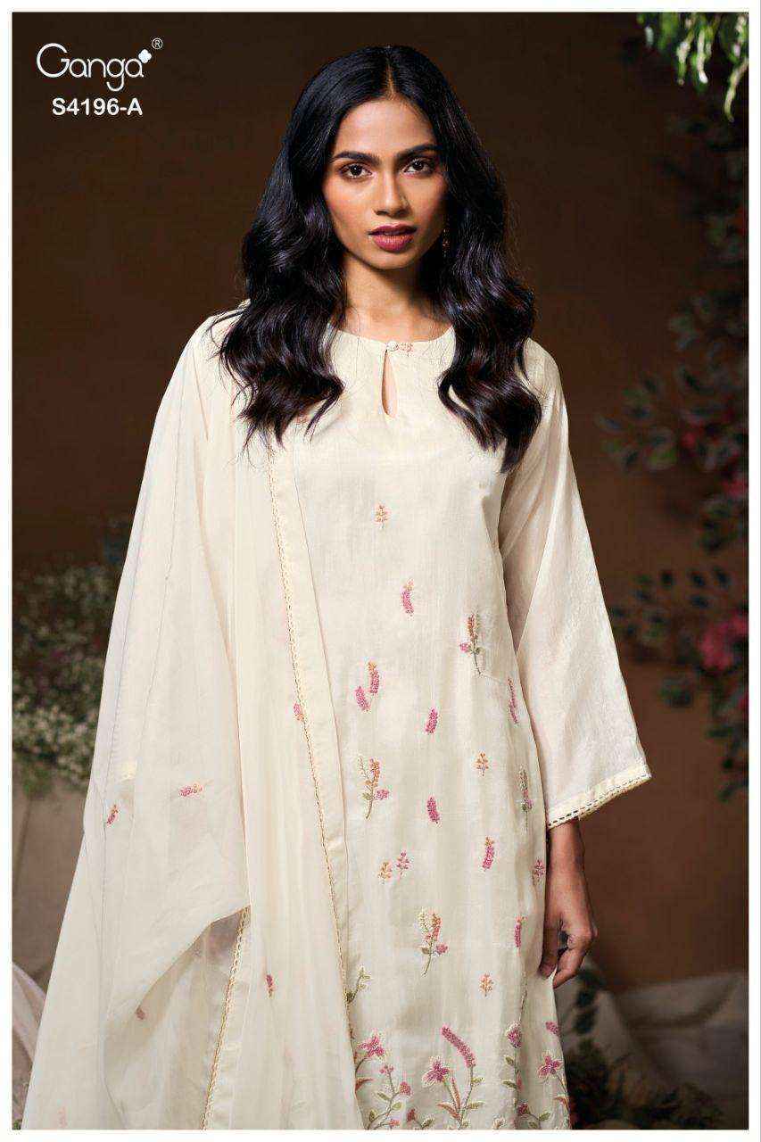 Ganga Biyona 4196 Silk Jacquard Dress Material Collection ( 4 Pcs Catalog )