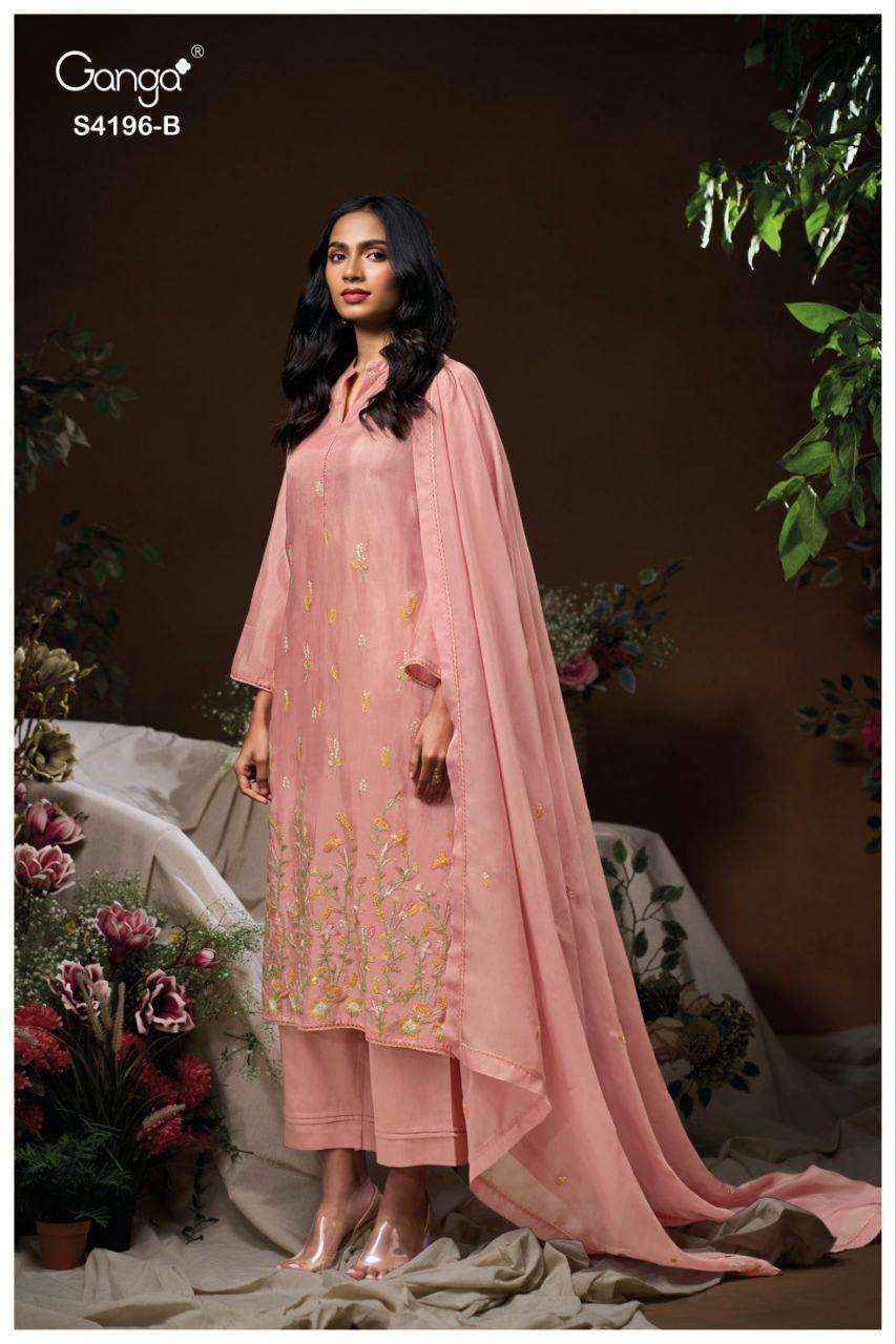 Ganga Biyona 4196 Silk Jacquard Dress Material Collection ( 4 Pcs Catalog )