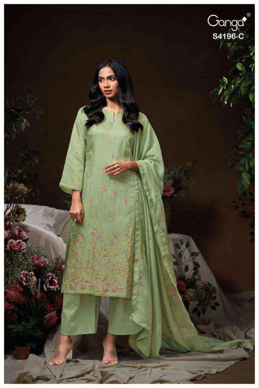 Ganga Biyona 4196 Silk Jacquard Dress Material Collection ( 4 Pcs Catalog )