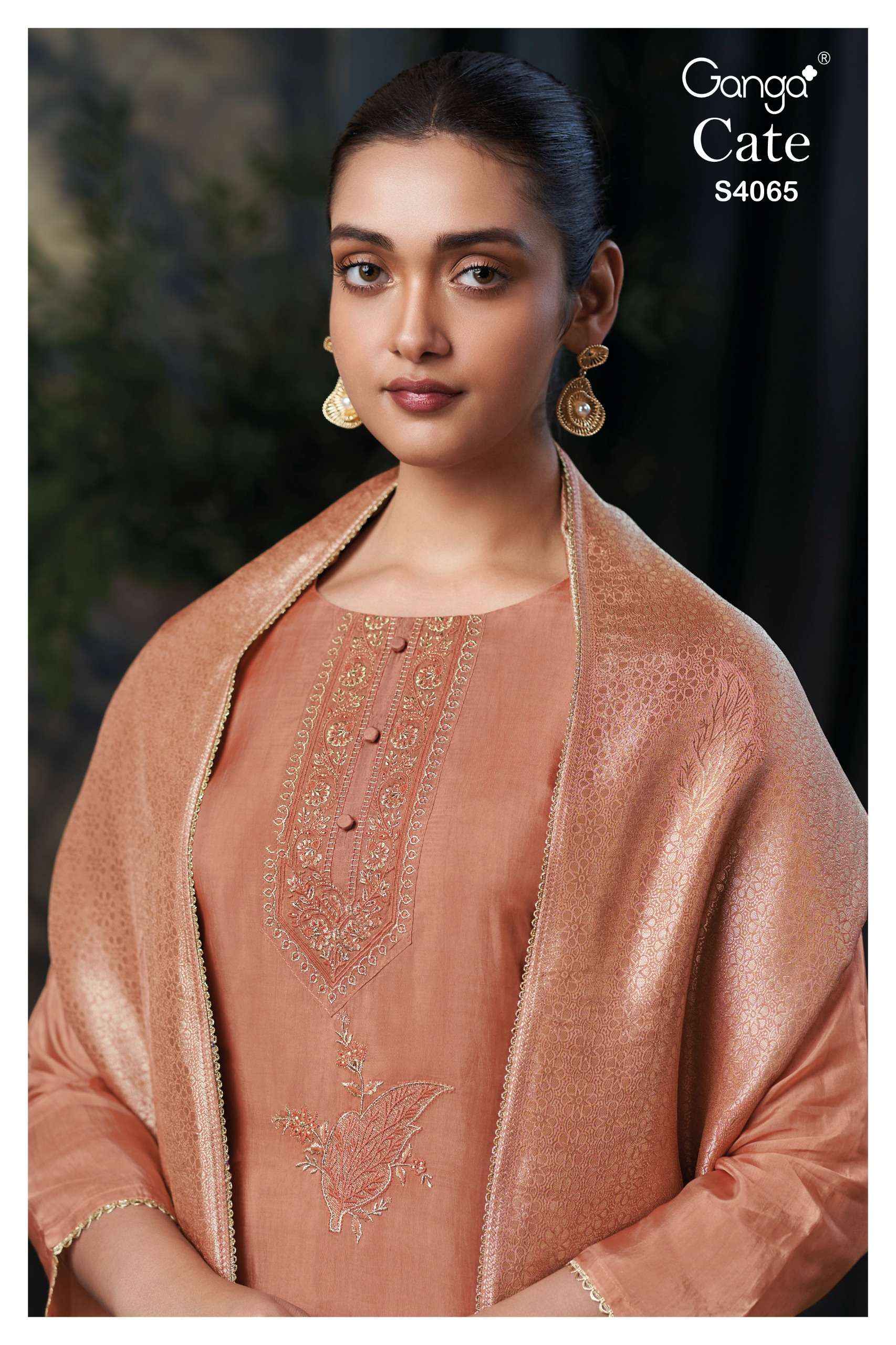 Ganga Fashion Cate 4065 Pure Bemberg Silk Designer Suit Catalog Supplier