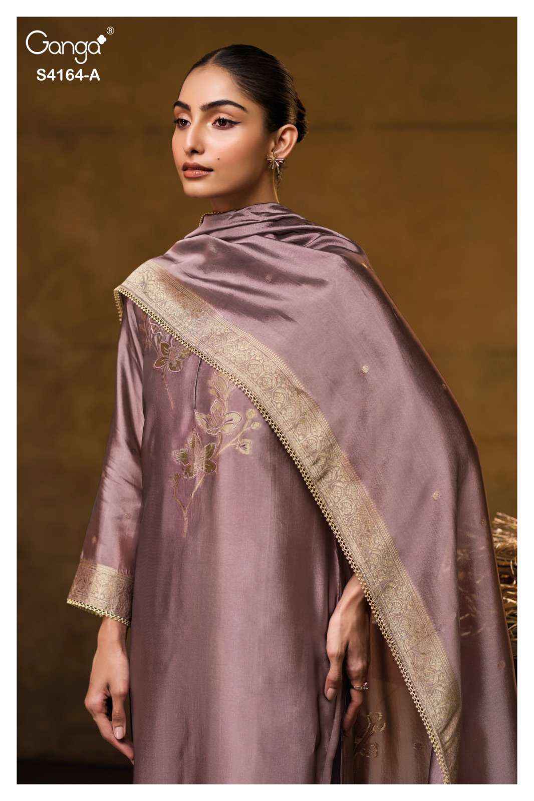 Ganga Fashion Hanie 4164 Partywear Style Silk Designer Suit Wholesale Price ( 8 Pcs Catalog )