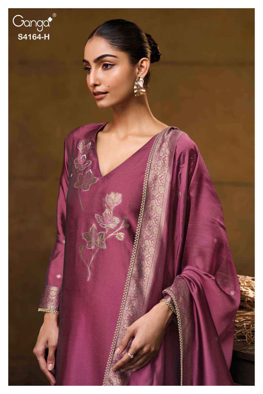 Ganga Fashion Hanie 4164 Partywear Style Silk Designer Suit Wholesale Price ( 8 Pcs Catalog )