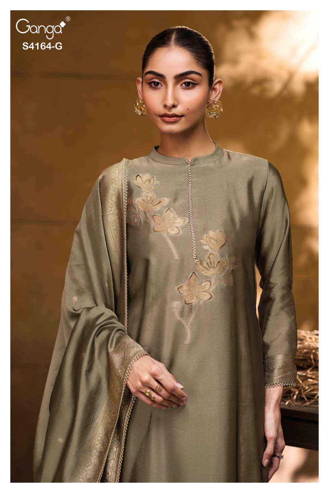 Ganga Fashion Hanie 4164 Partywear Style Silk Designer Suit Wholesale Price ( 8 Pcs Catalog )