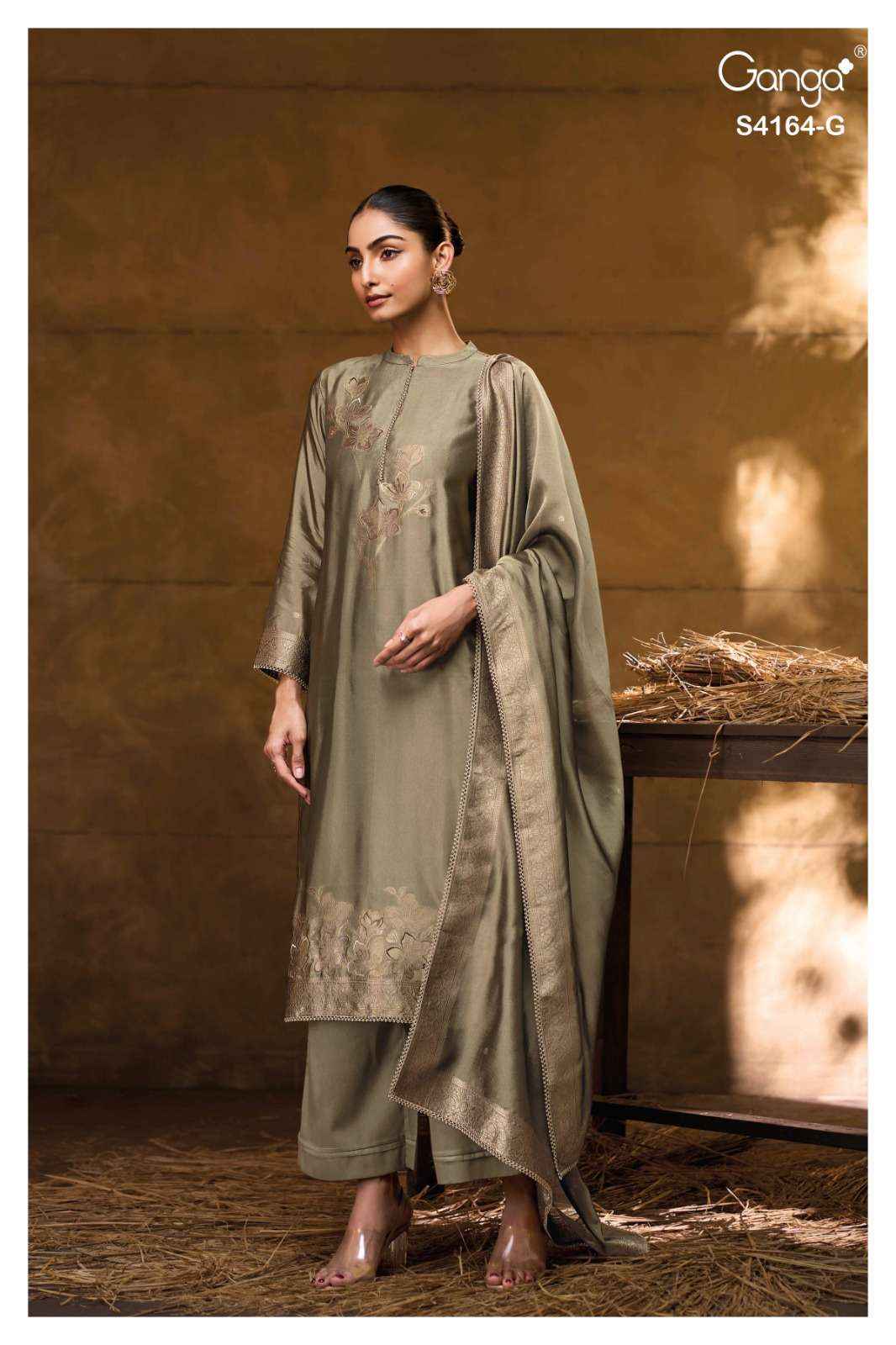 Ganga Fashion Hanie 4164 Partywear Style Silk Designer Suit Wholesale Price ( 8 Pcs Catalog )