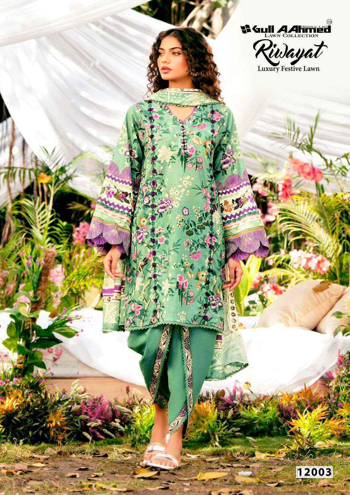 Gull Aahmed Riwayat Vol 12 Cambric Cotton Dress Material Price ( 6 Pcs Catalog )