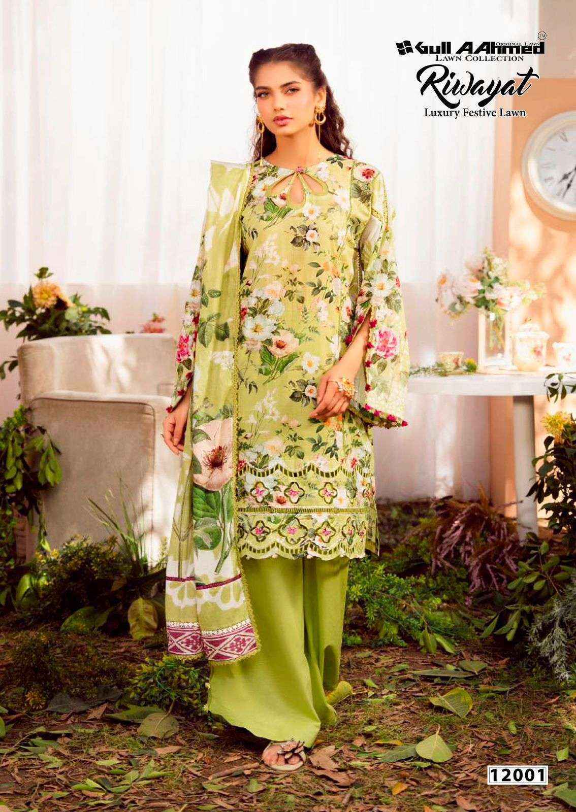 Gull Aahmed Riwayat Vol 12 Cambric Cotton Dress Material Price ( 6 Pcs Catalog )