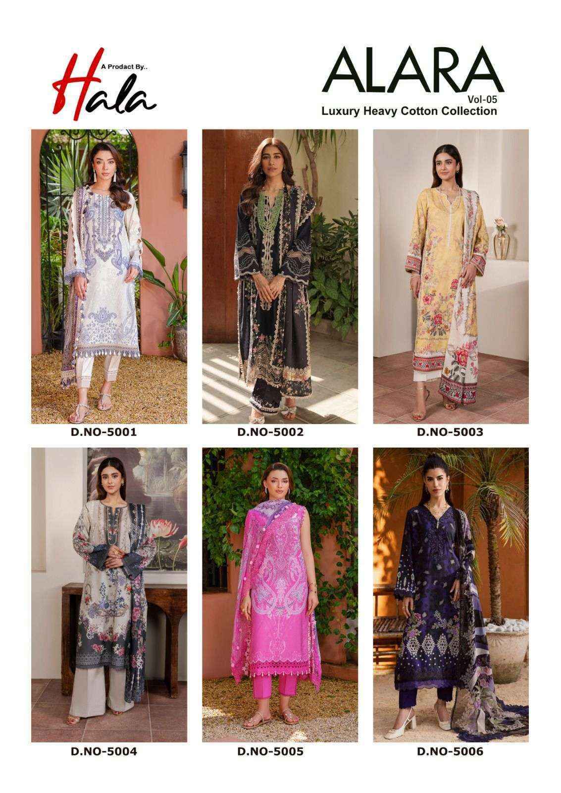 Hala Alara Vol 5 Lawn Cotton Dress Material Wholesale Price ( 6 Pcs Catalog )