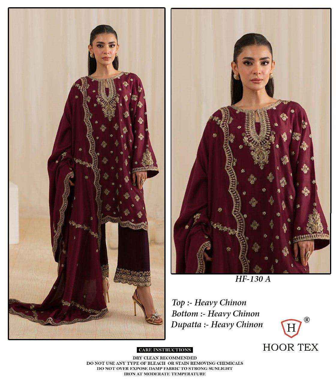 Df Radymade Design HOOR TEX DESIGN NO - HF 130 A-D HEAVY CHINON READYMADE PAKISTANI SUIT