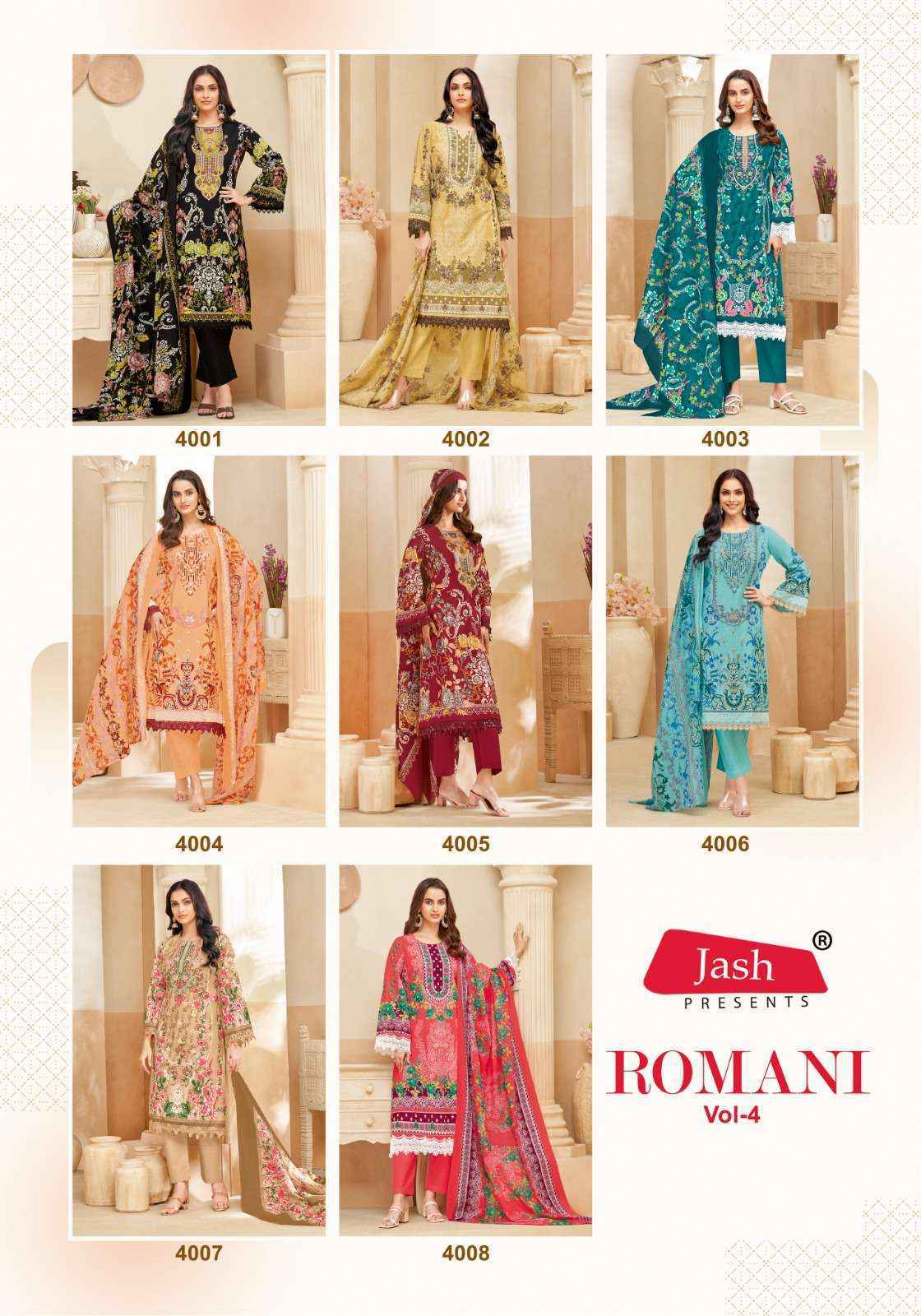 Jash Romani Vol 4 Cotton Dress Material Collection ( 8 Pcs Catalog )