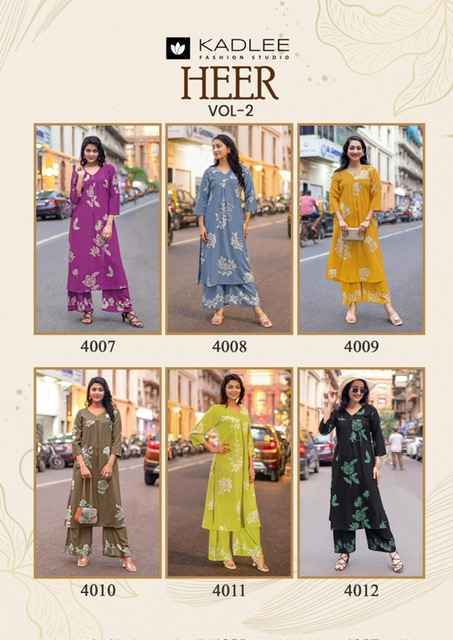 Kadlee Heer Vol 2 Rayon Co Ord Set Collection ( 6 Pcs Catalog )