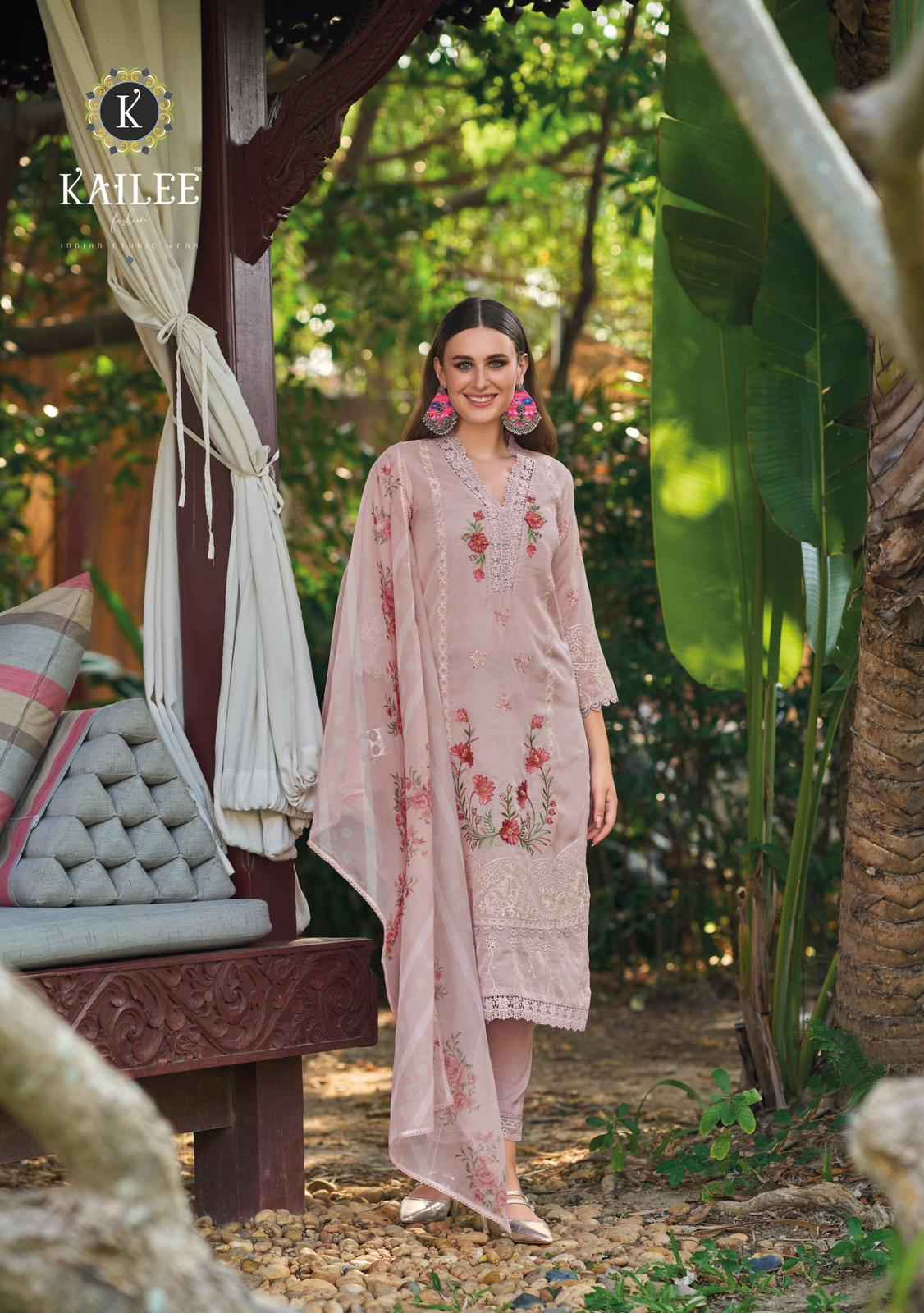 Kailee Shysha Viscose Organza Handwork Kurti Pant And Dupatta