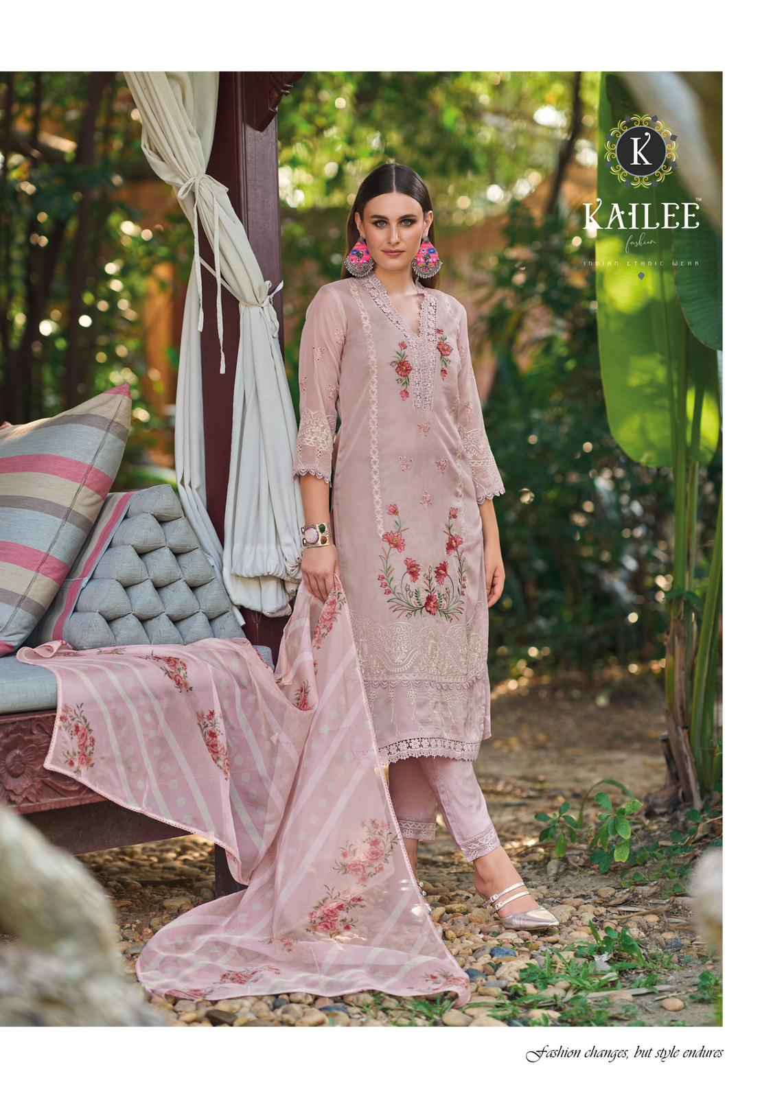 Kailee Shysha Viscose Organza Handwork Kurti Pant And Dupatta